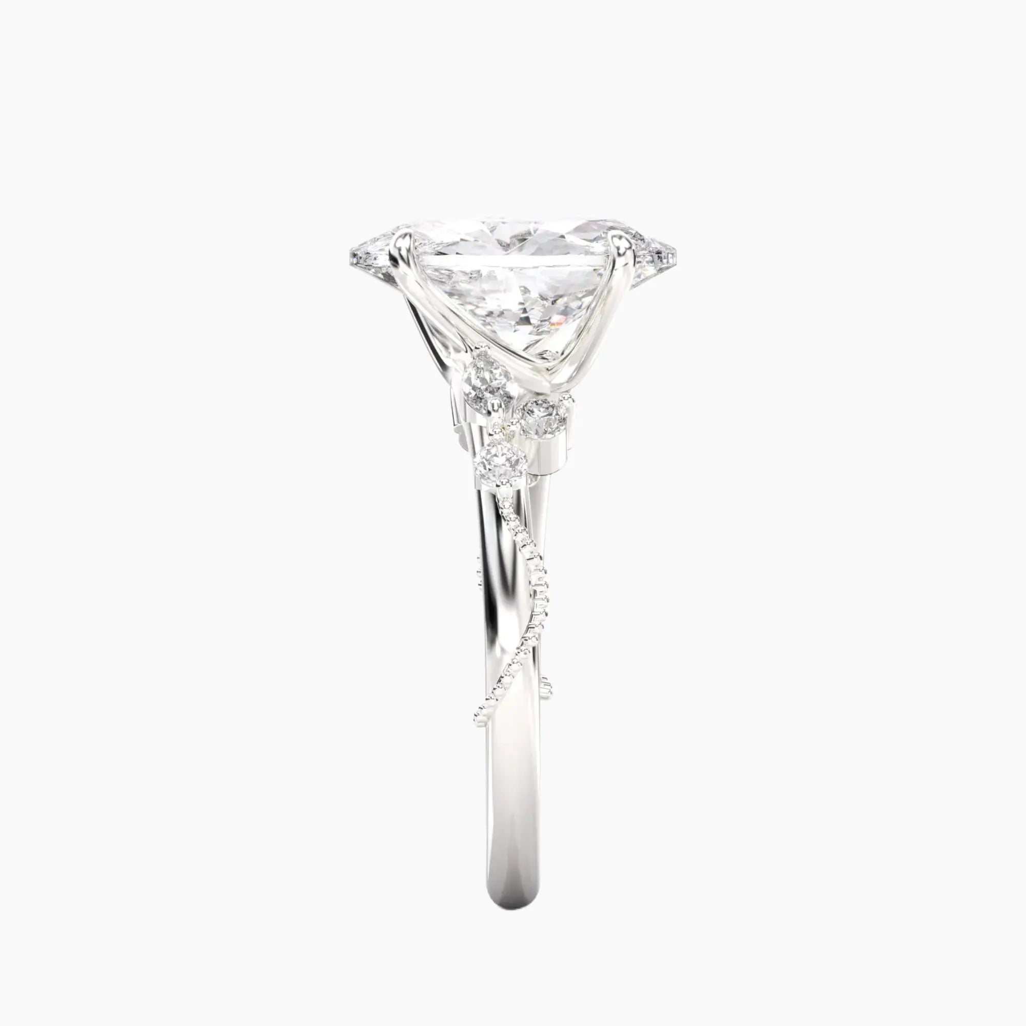 Chantilly Oval Unique Diamond Ring Setting in 14K Rose Gold
