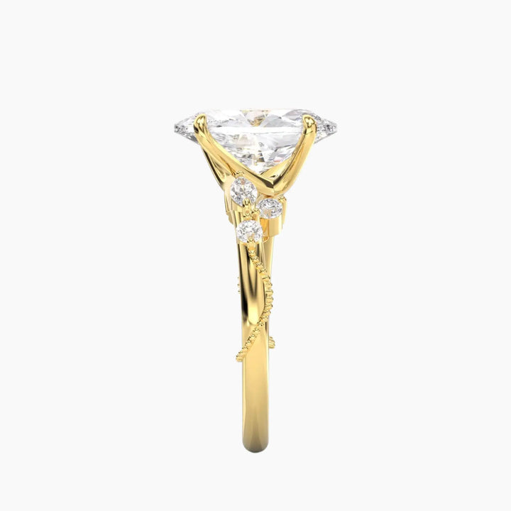 Chantilly Oval Unique 3 Carat Lab Grown Diamond Engagement Ring in 18K Rose Gold