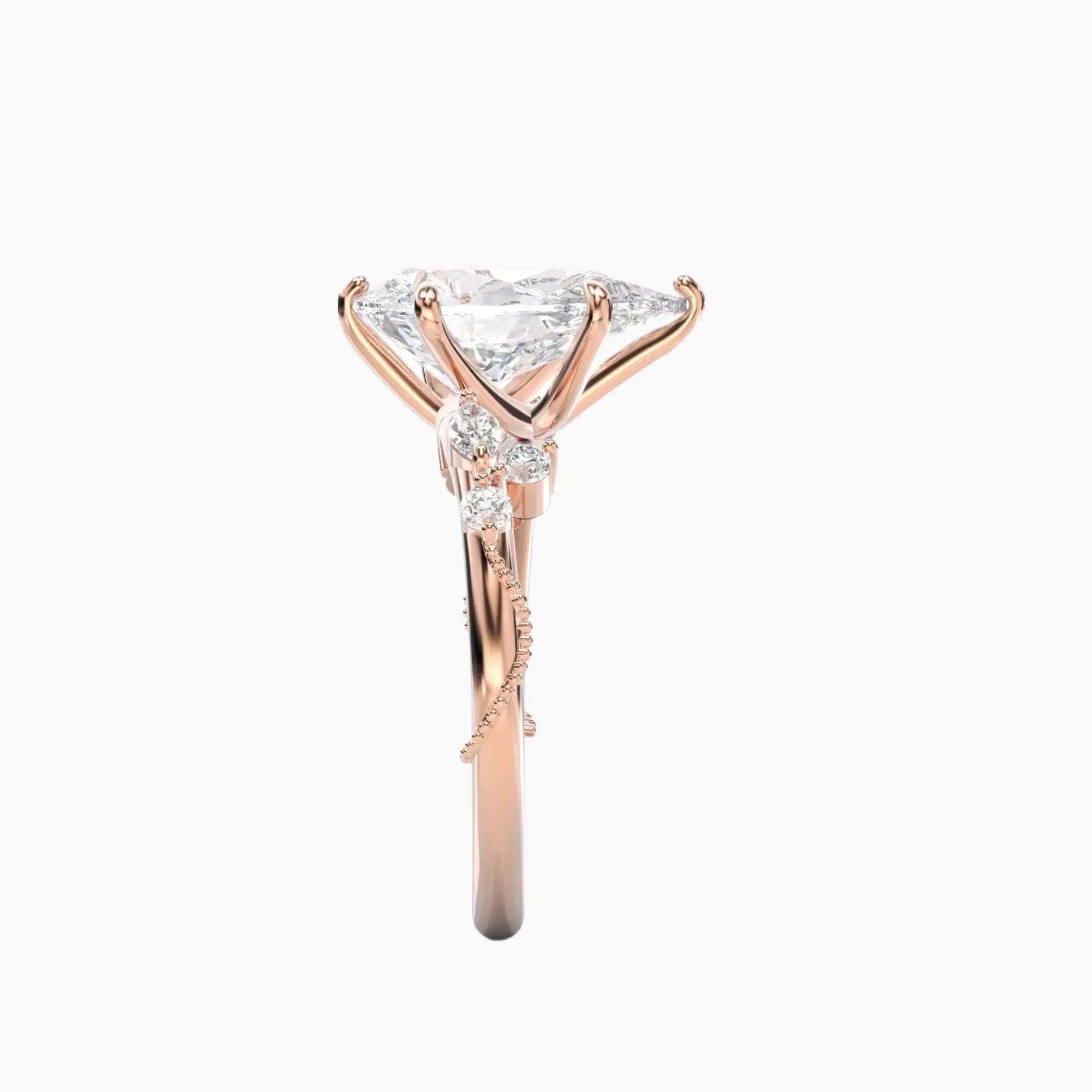 Chantilly Pear Unique Diamond Ring Setting in 18K White Gold