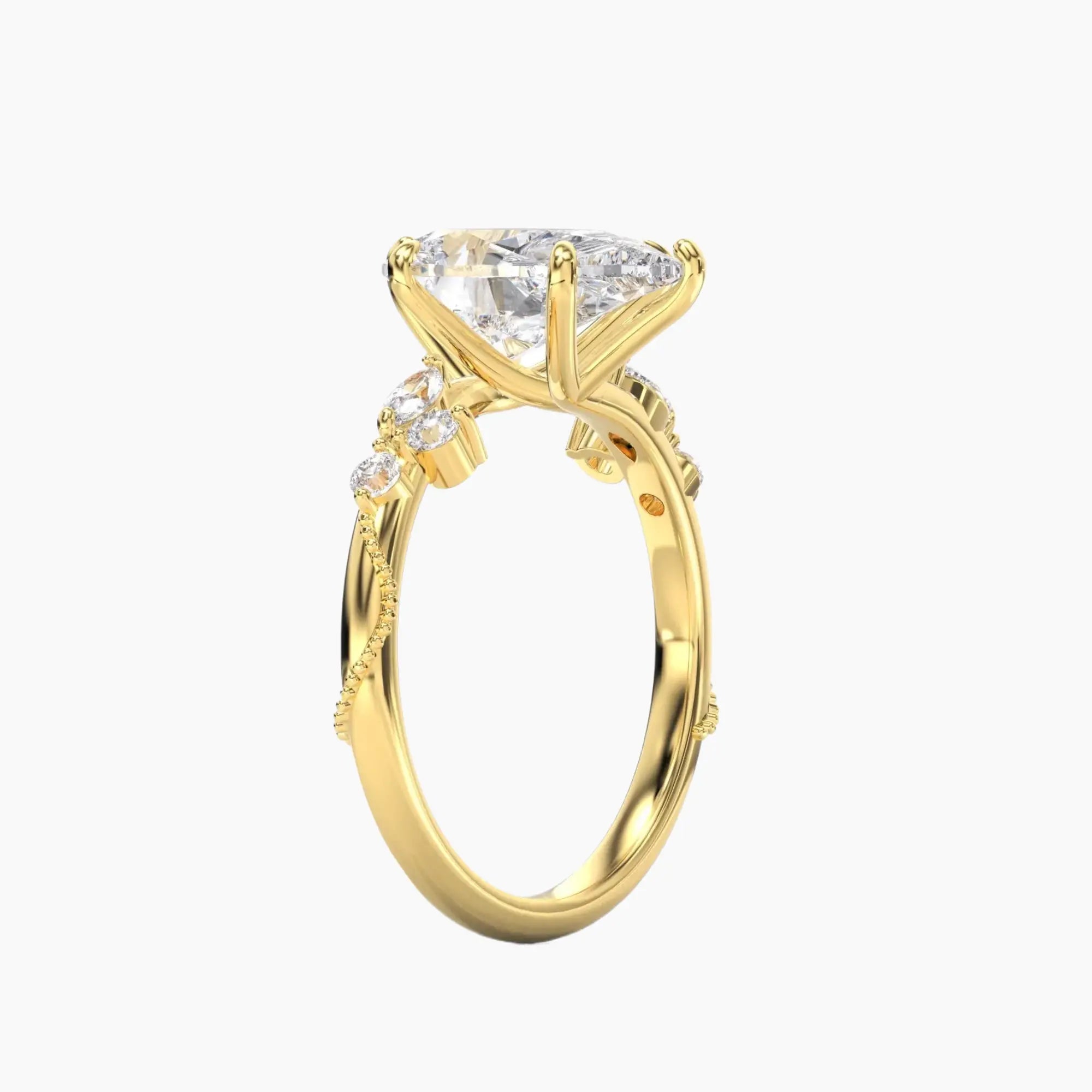 Chantilly Pear Unique 2 Carat Lab Grown Diamond Engagement Ring in 18K White Gold