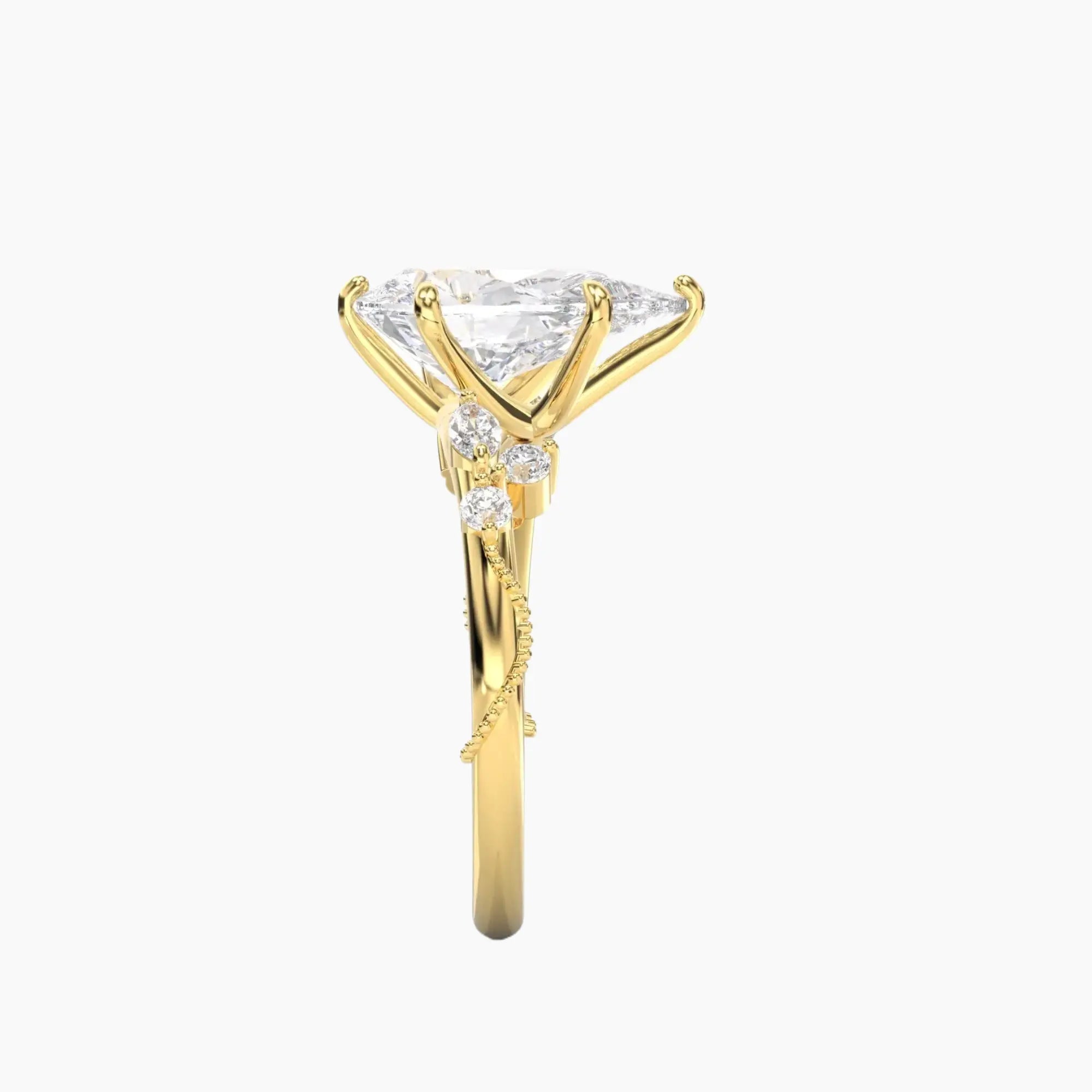 Chantilly Pear Unique 2.5 Carat Lab Grown Diamond Engagement Ring in 18K Rose Gold
