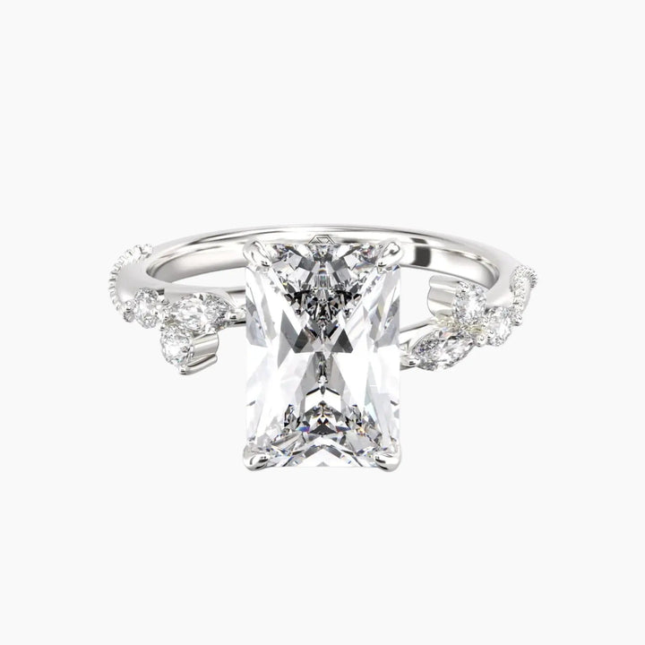 Chantilly Radiant Unique 2 Carat Lab Grown Diamond Engagement Ring in 14K White Gold