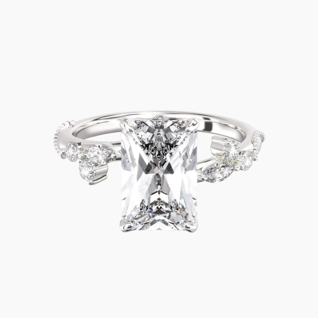 Chantilly Radiant Unique 2 Carat Lab Grown Diamond Engagement Ring in 18K Rose Gold