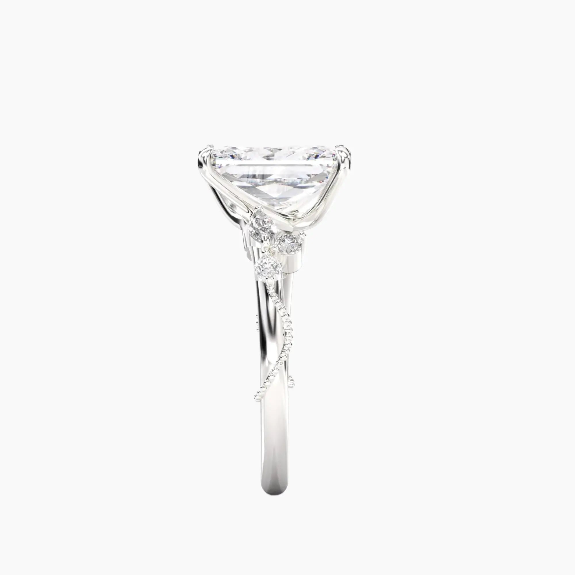 Chantilly Radiant Unique 2 Carat Lab Grown Diamond Engagement Ring in 14K Yellow Gold