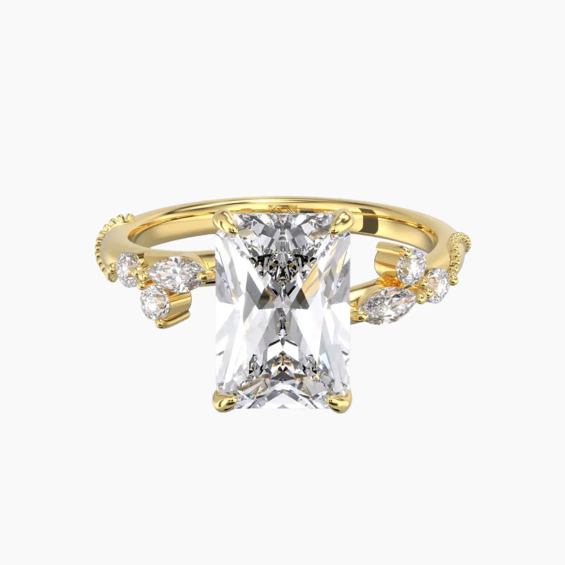Chantilly Radiant Unique 2 Carat Lab Grown Diamond Engagement Ring in 14K White Gold