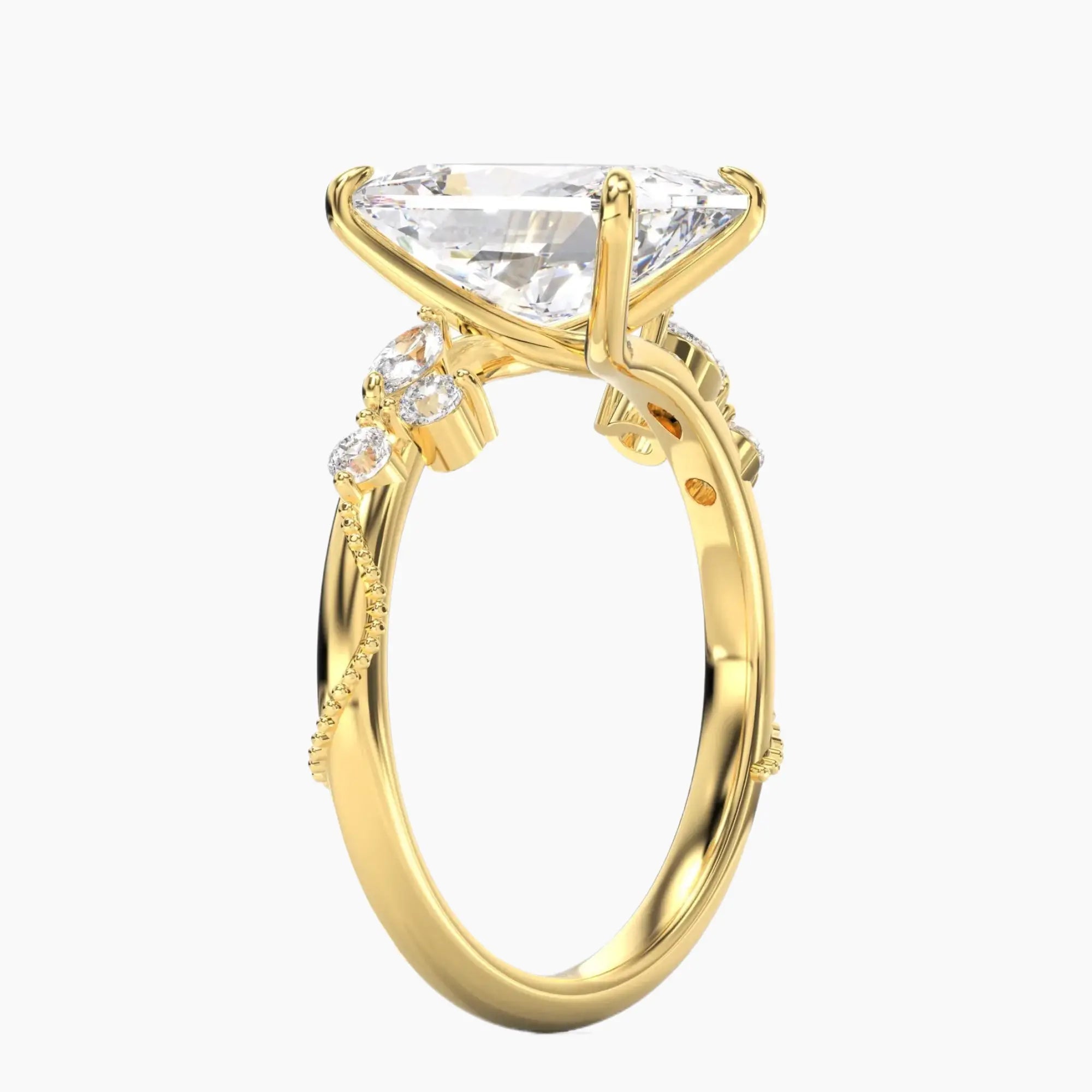 Chantilly Radiant Unique Diamond Ring Setting in 18K Rose Gold