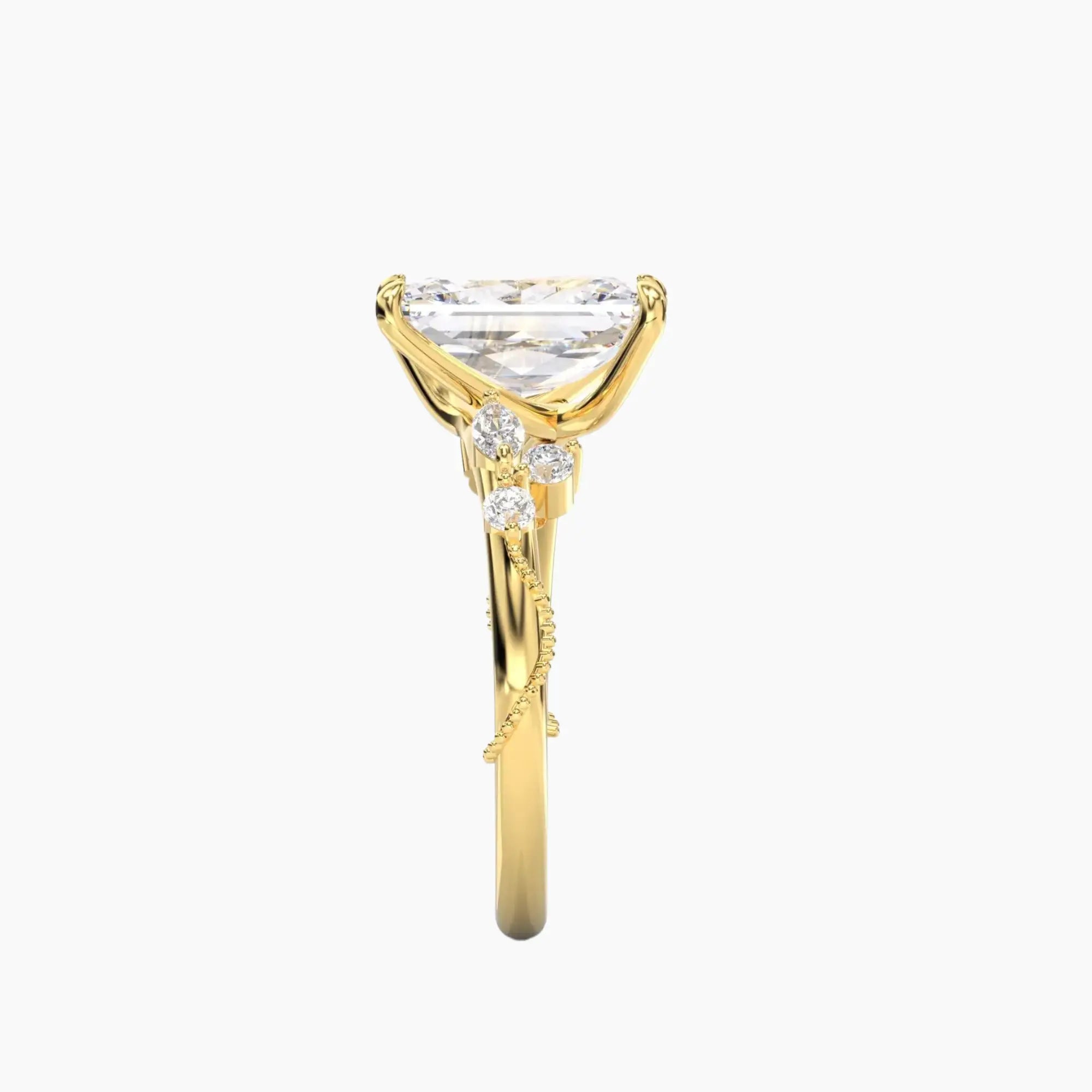 Chantilly Radiant Unique 2 Carat Lab Grown Diamond Engagement Ring in 18K Rose Gold