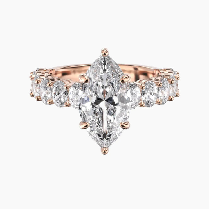 Celestia Marquise Hidden Halo 2.5 Carat Lab Grown Diamond Engagement Ring in 14K Rose Gold