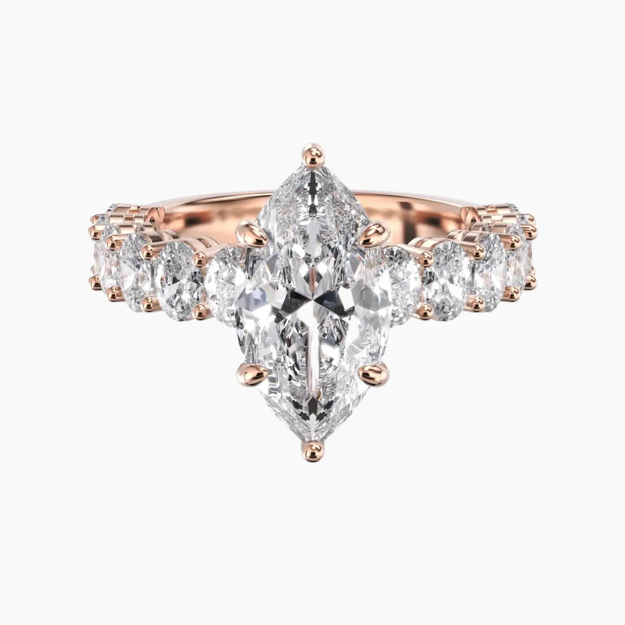 Celestia Marquise Hidden Halo 3 Carat Lab Grown Diamond Engagement Ring in 18K Rose Gold