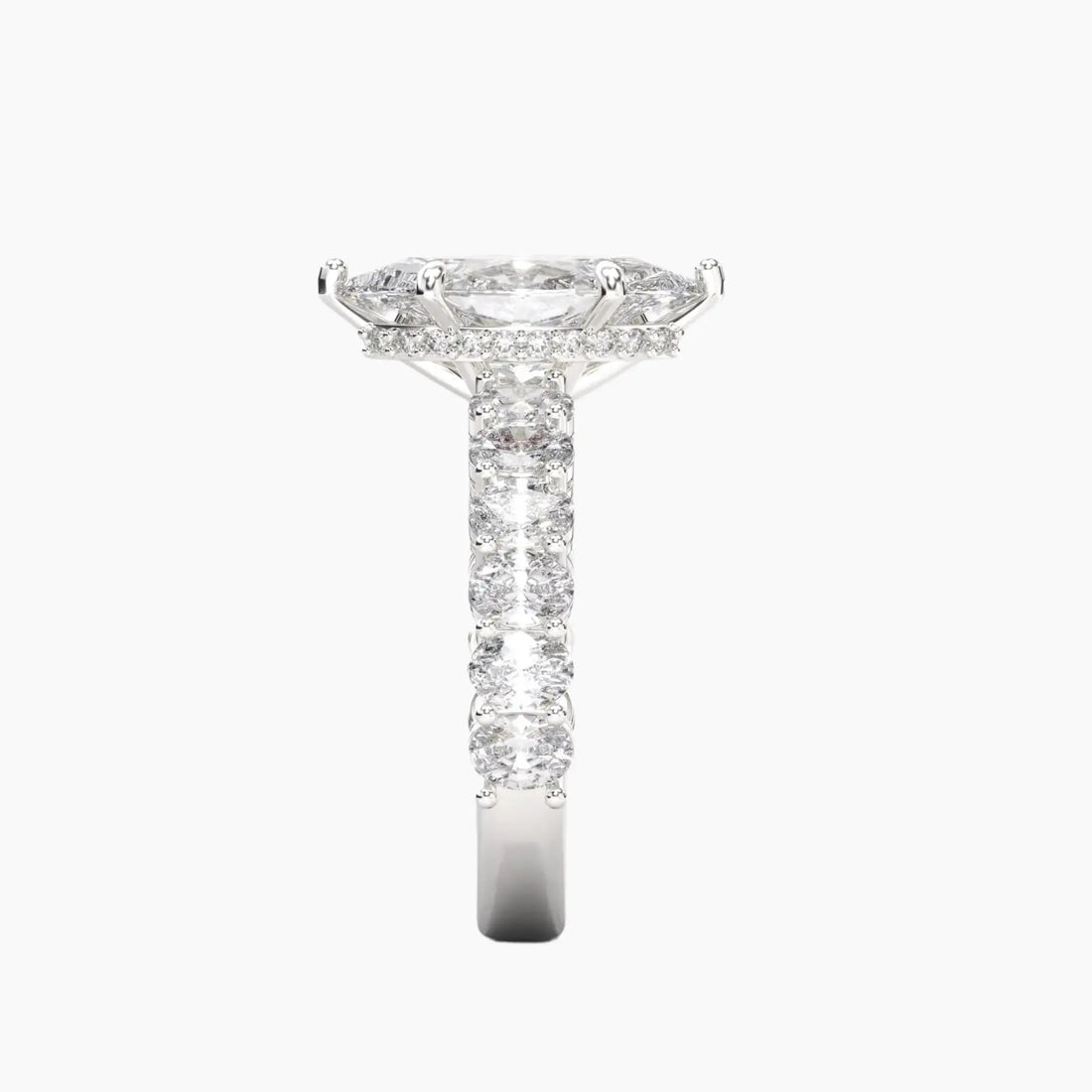 Celestia Marquise Hidden Halo Diamond Ring Setting in 18K Yellow Gold
