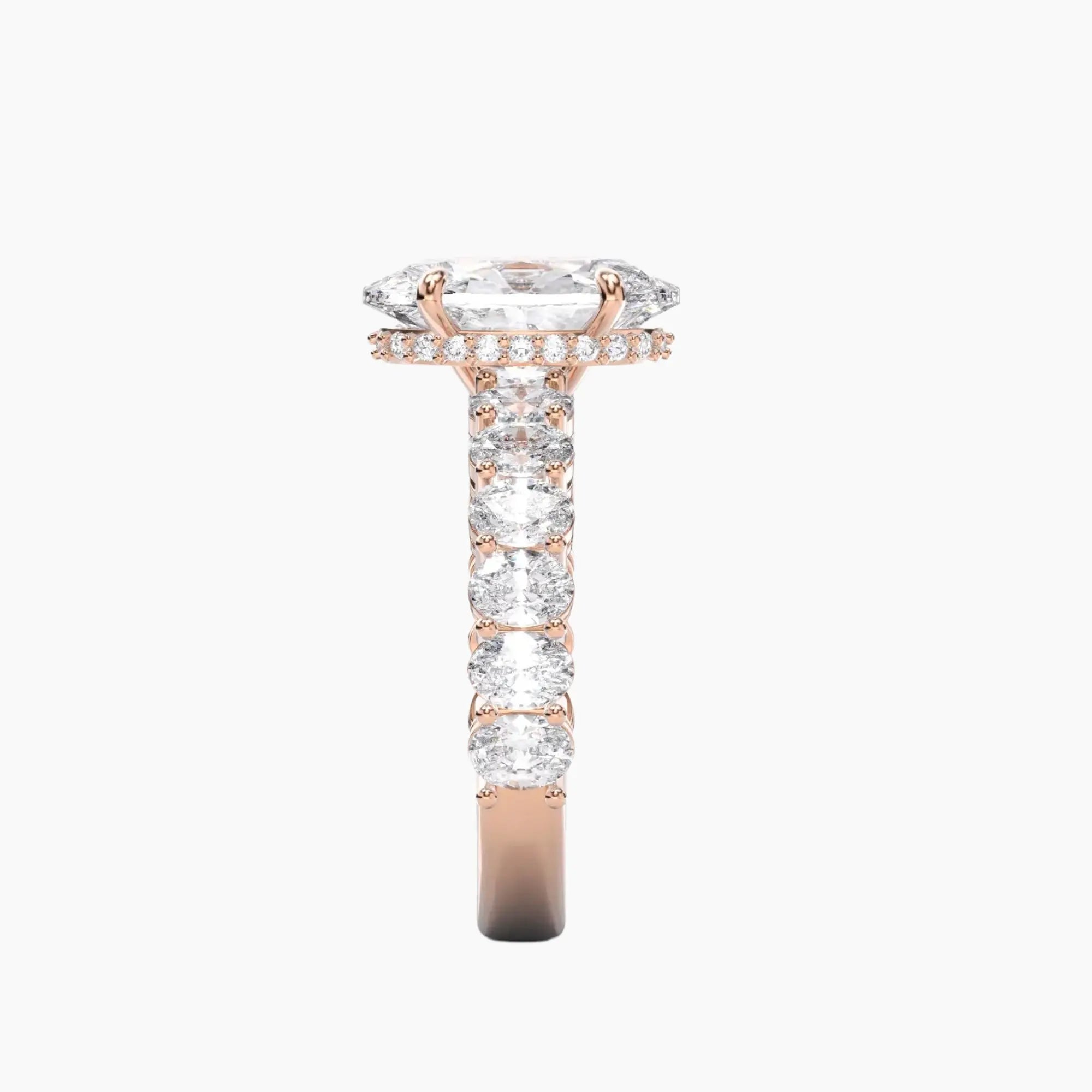 Celestia Oval Hidden Halo 1 Carat Lab Grown Diamond Engagement Ring in 18K White Gold