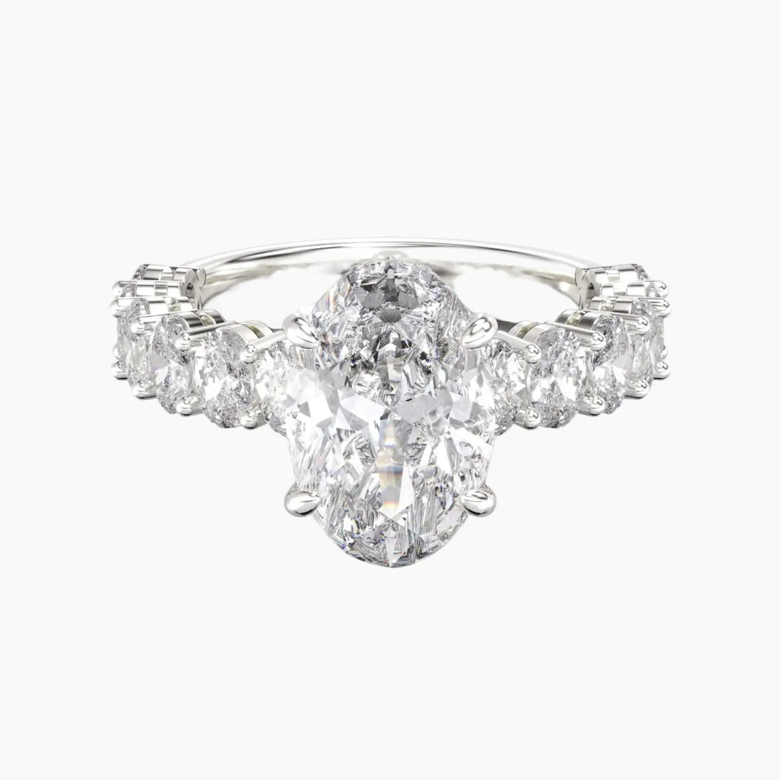 Celestia Oval Hidden Halo Diamond Ring Setting in 14K White Gold