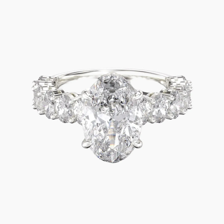 Celestia Oval Hidden Halo 2 Carat Lab Grown Diamond Engagement Ring in 18K White Gold