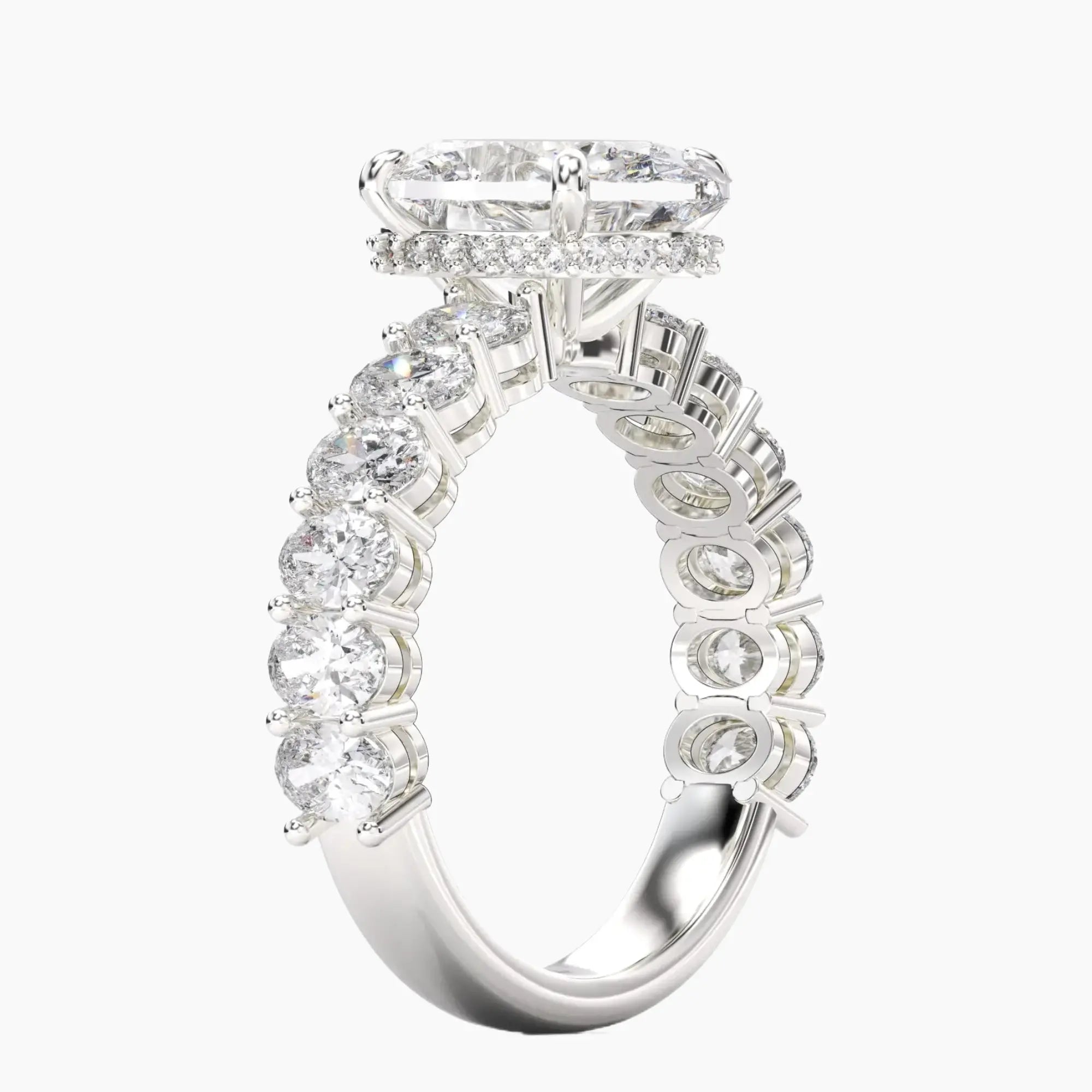 Celestia Oval Hidden Halo Diamond Ring Setting in 18K White Gold