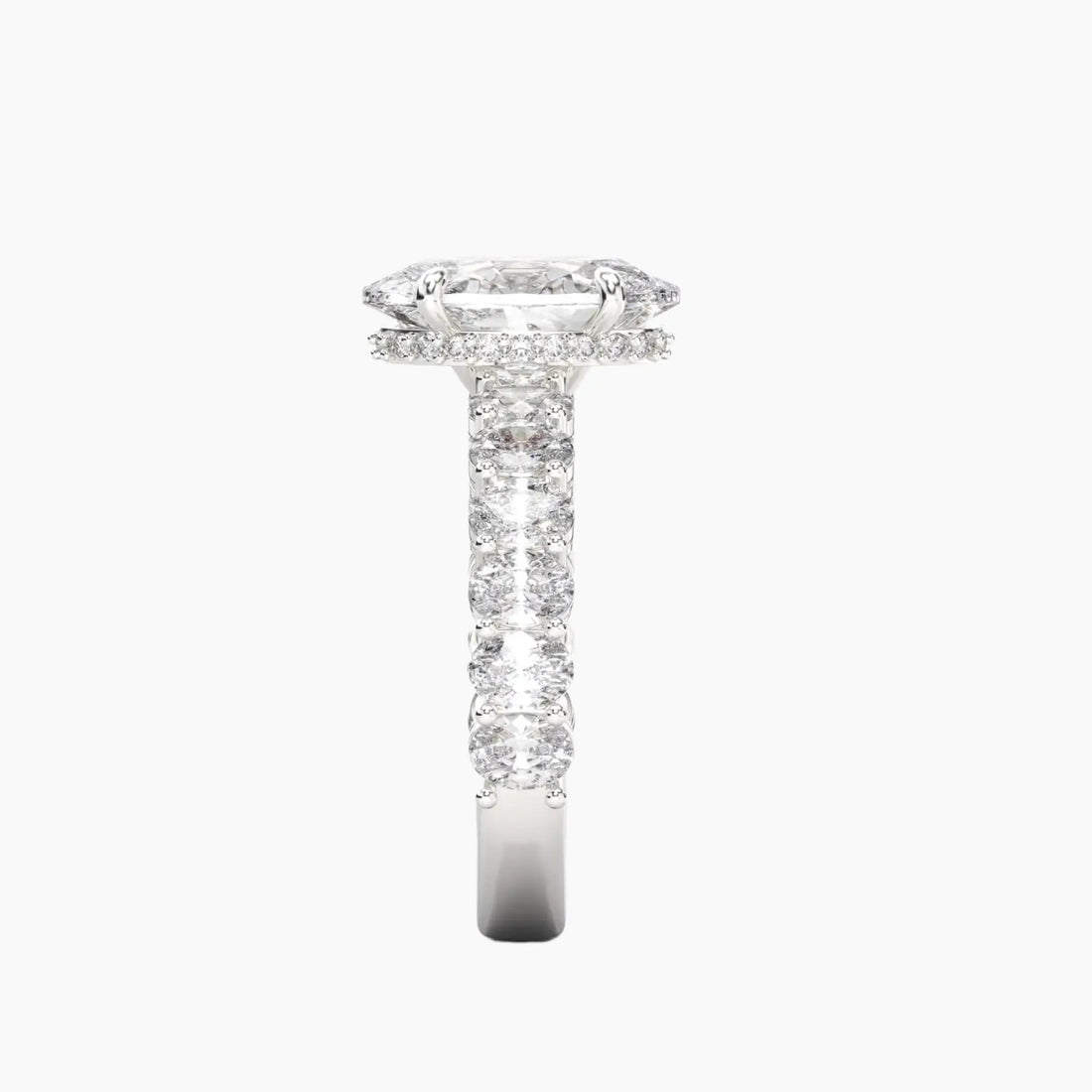 Celestia Oval Hidden Halo 1 Carat Lab Grown Diamond Engagement Ring in 18K White Gold