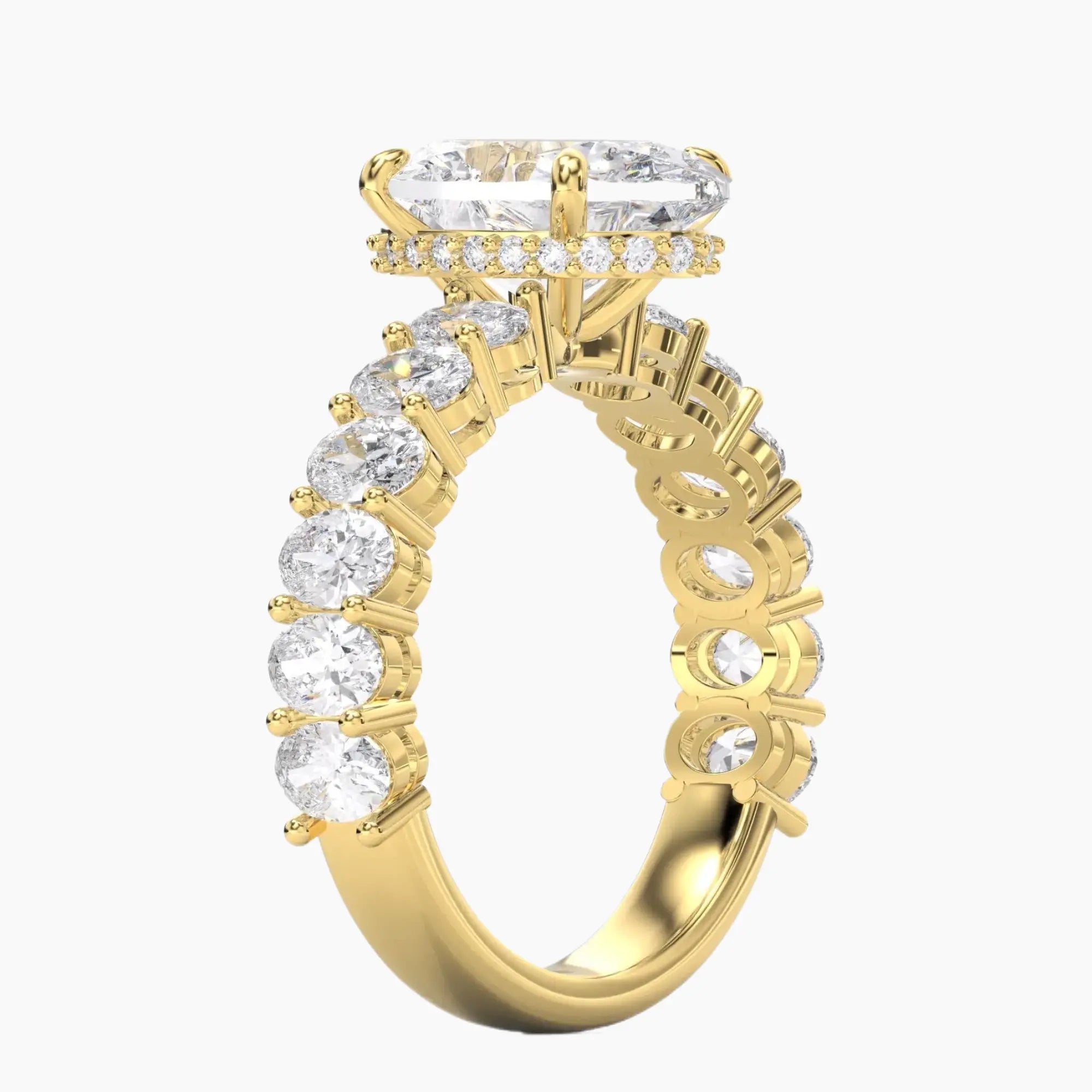 Celestia Oval Hidden Halo 3 Carat Lab Grown Diamond Engagement Ring in 18K Yellow Gold