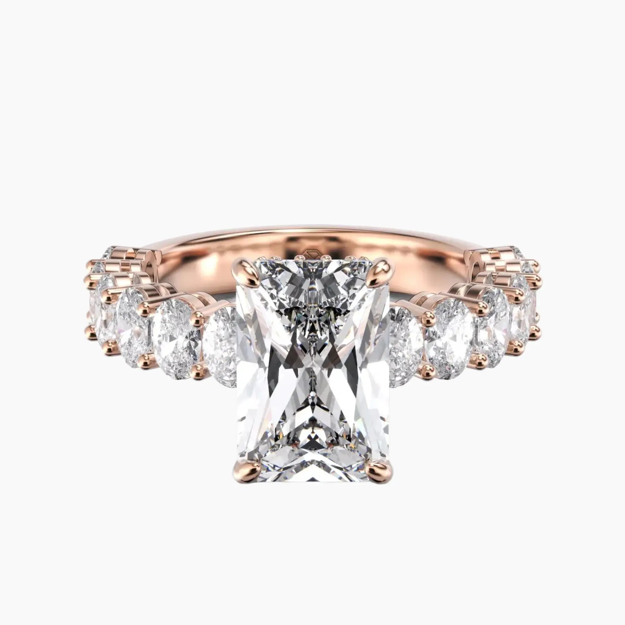 Celestia Radiant Hidden Halo 3 Carat Lab Grown Diamond Engagement Ring in 14K Rose Gold