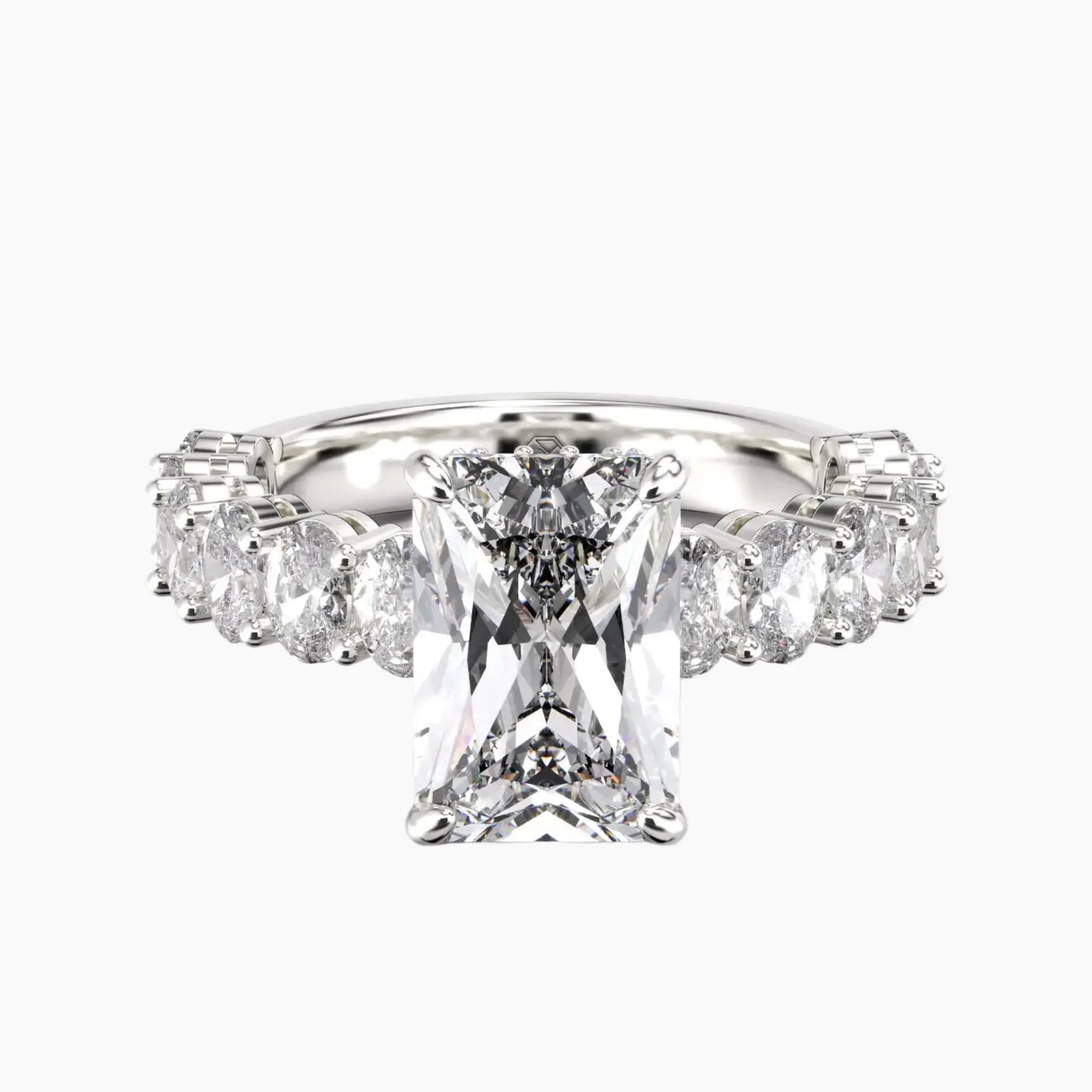 Celestia Radiant Hidden Halo Diamond Ring Setting in 18K Yellow Gold