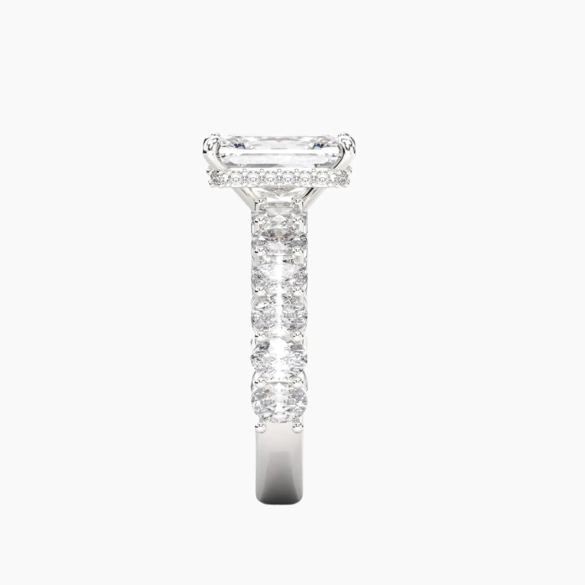 Celestia Radiant Hidden Halo Diamond Ring Setting in 18K White Gold