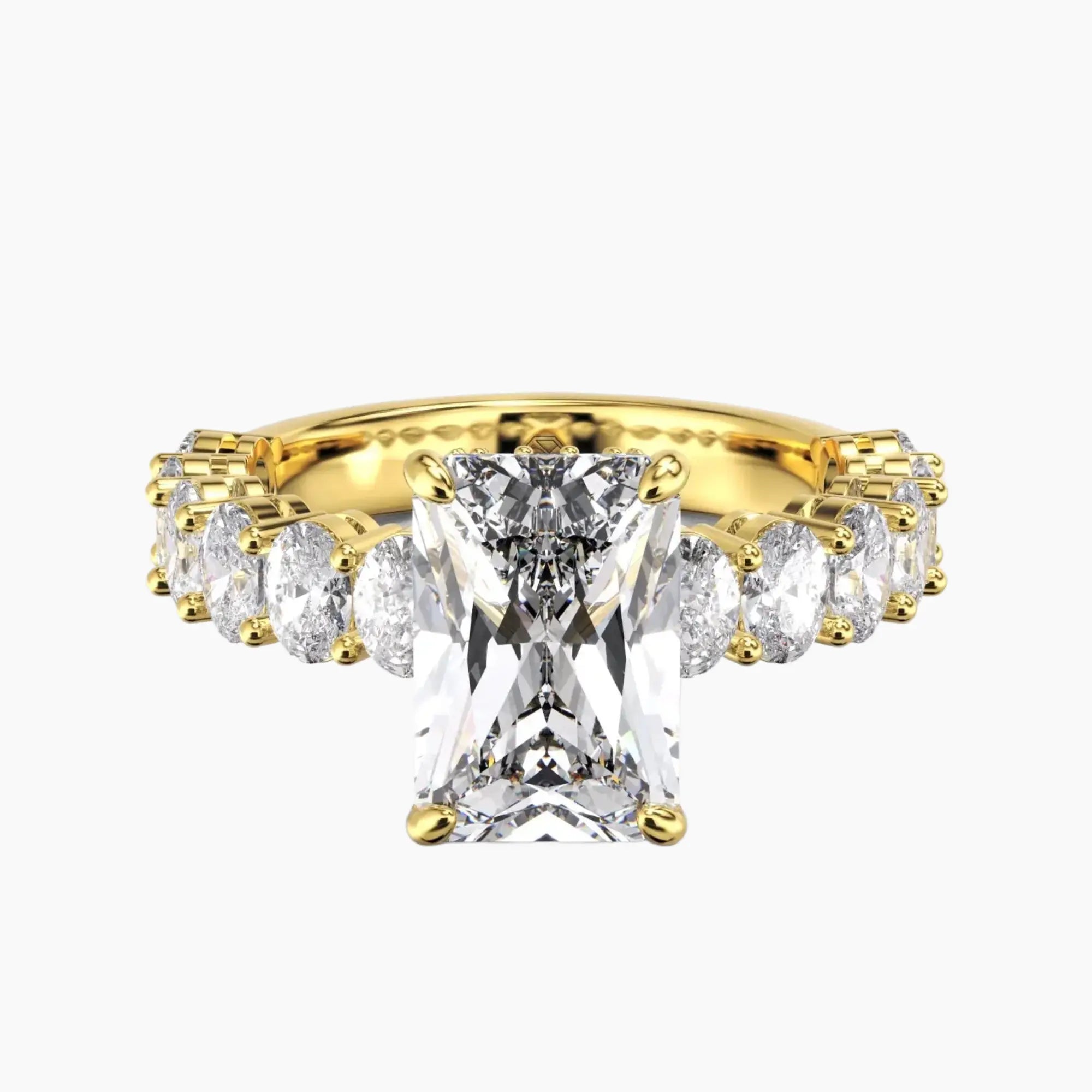 Celestia Radiant Hidden Halo Diamond Ring Setting in 14K Yellow Gold