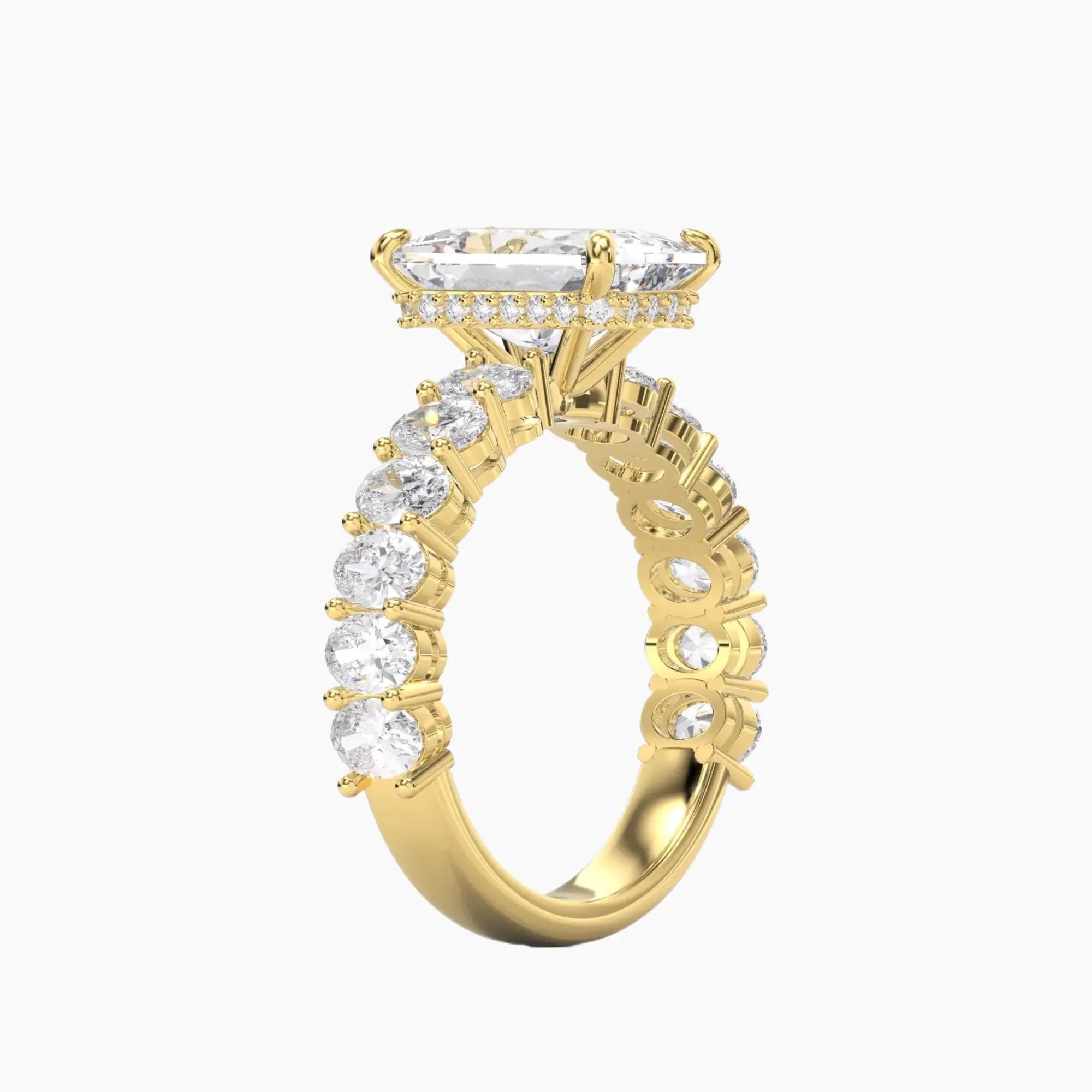 Celestia Radiant Hidden Halo 2.5 Carat Lab Grown Diamond Engagement Ring in 14K Yellow Gold