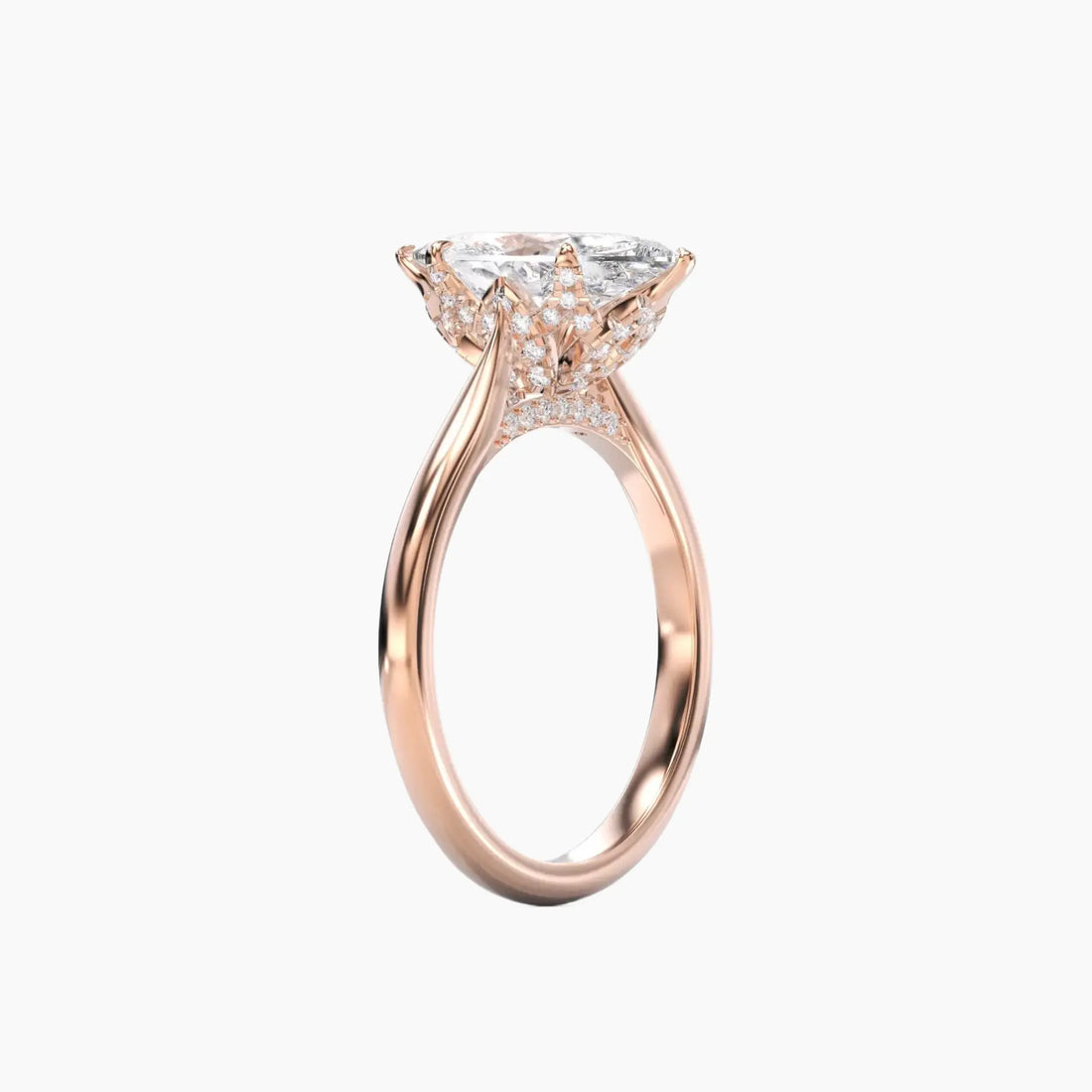 Rosette Marquise Hidden Halo 2.5 Carat Lab Grown Diamond Engagement Ring in 18K White Gold