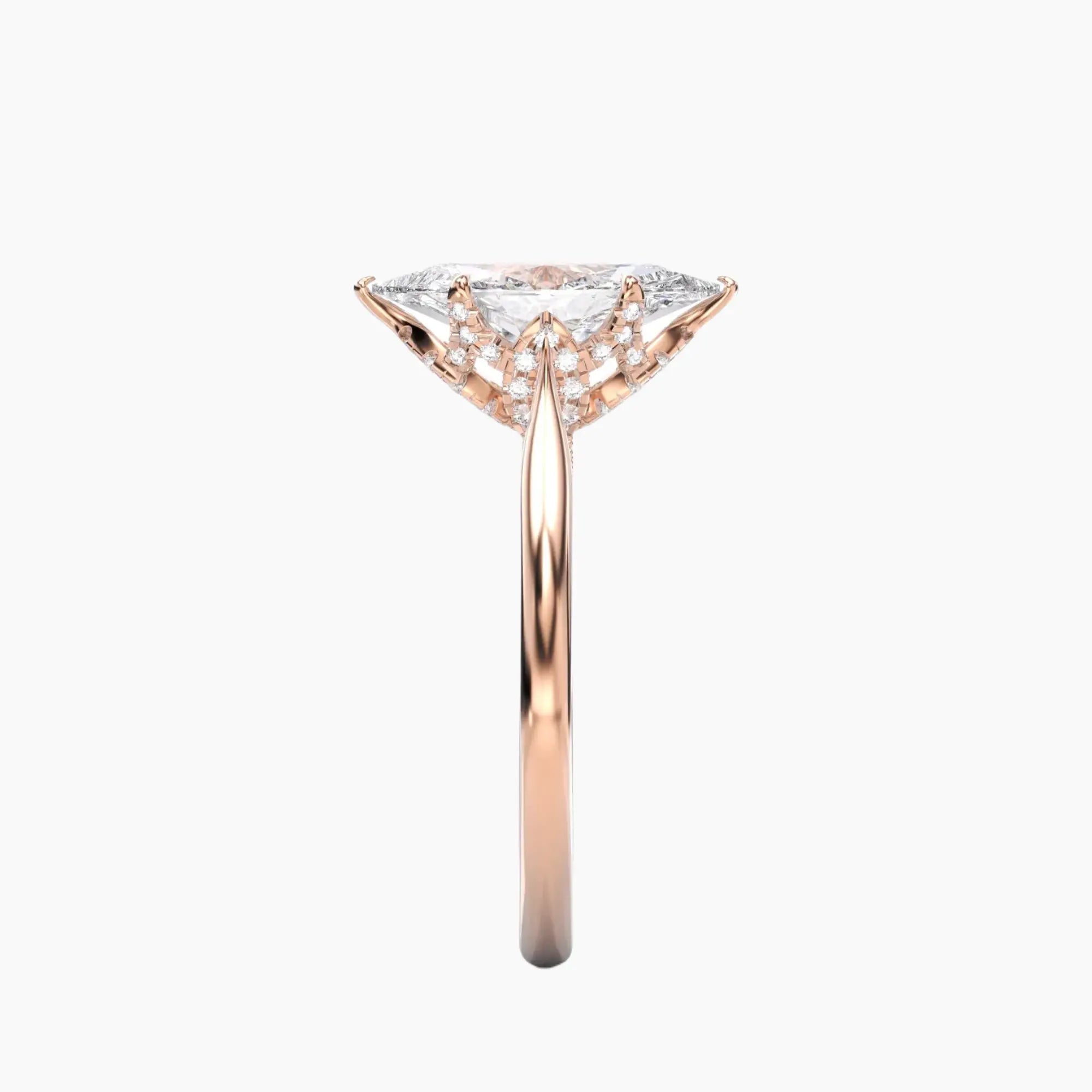 Rosette Marquise Hidden Halo 2 Carat Lab Grown Diamond Engagement Ring in 18K White Gold