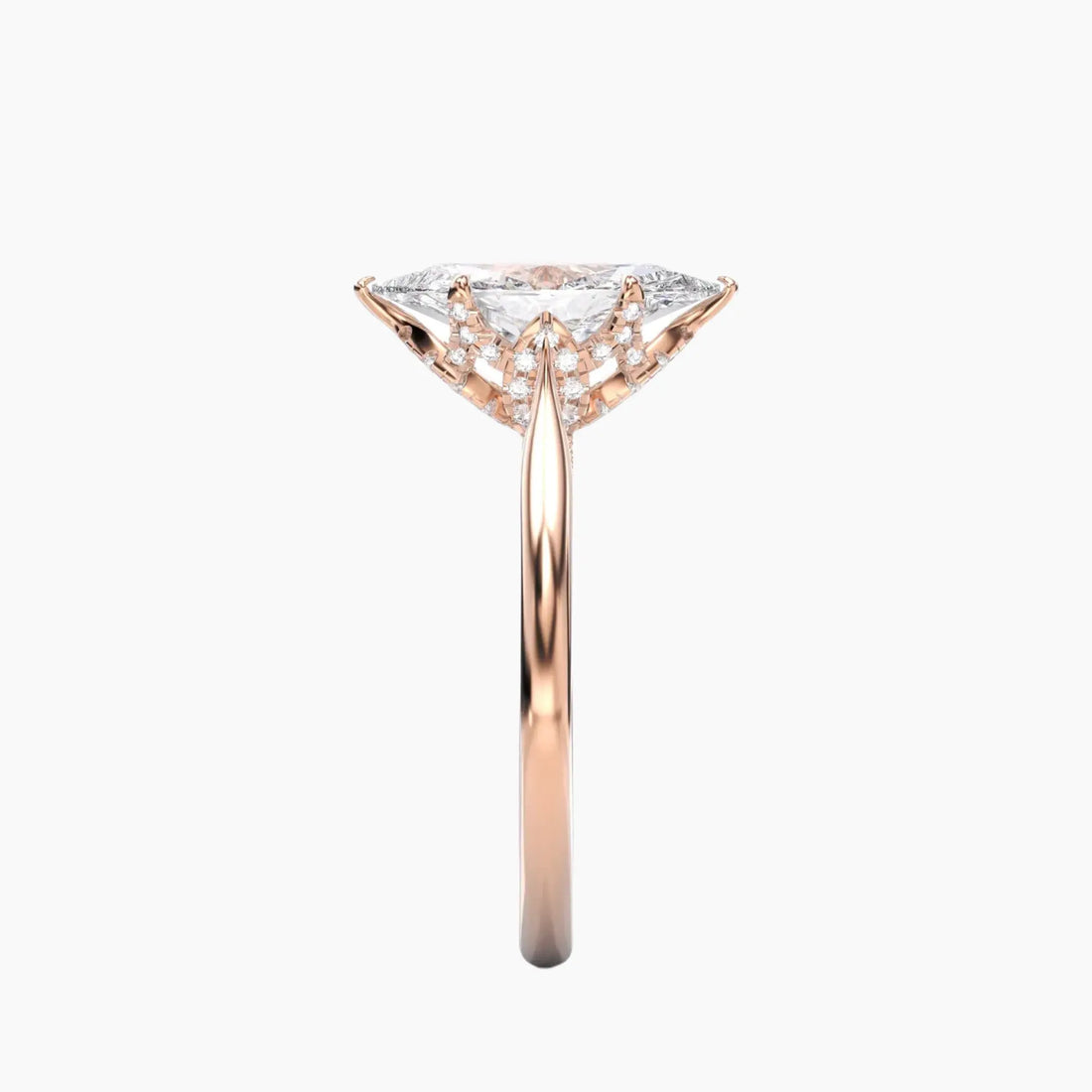 Rosette Marquise Hidden Halo 1.5 Carat Lab Grown Diamond Engagement Ring in 18K Rose Gold