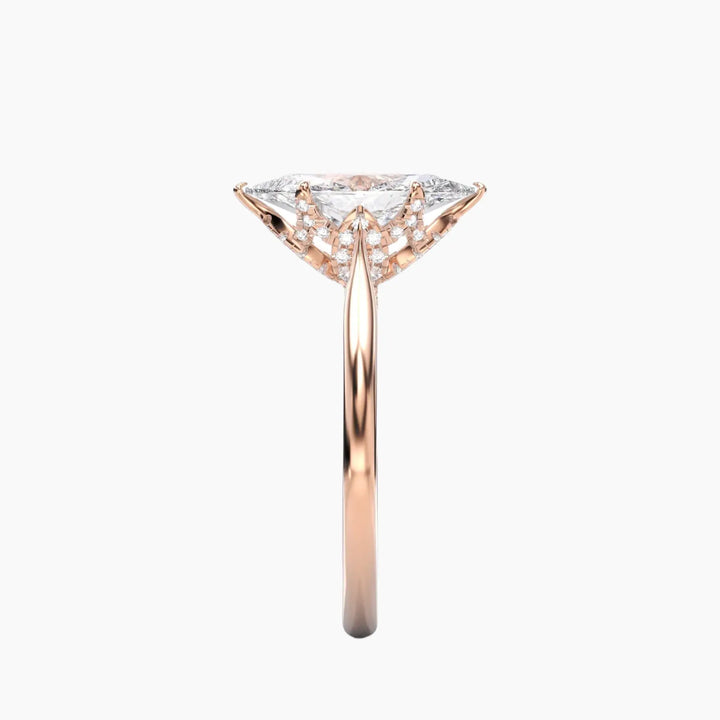 Rosette Marquise Hidden Halo 2 Carat Lab Grown Diamond Engagement Ring in 14K White Gold