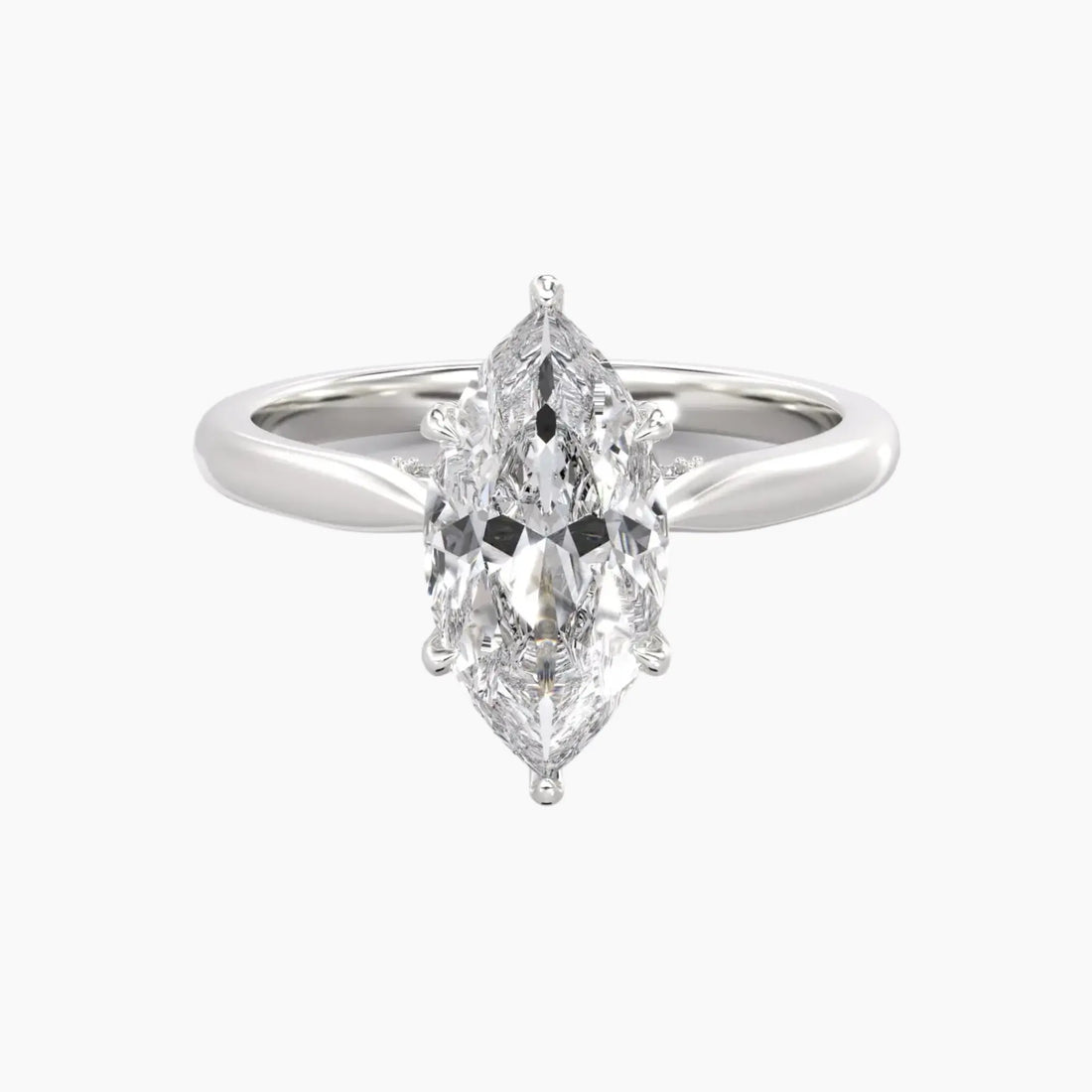 Rosette Marquise Hidden Halo 3 Carat Lab Grown Diamond Engagement Ring in 14K Rose Gold
