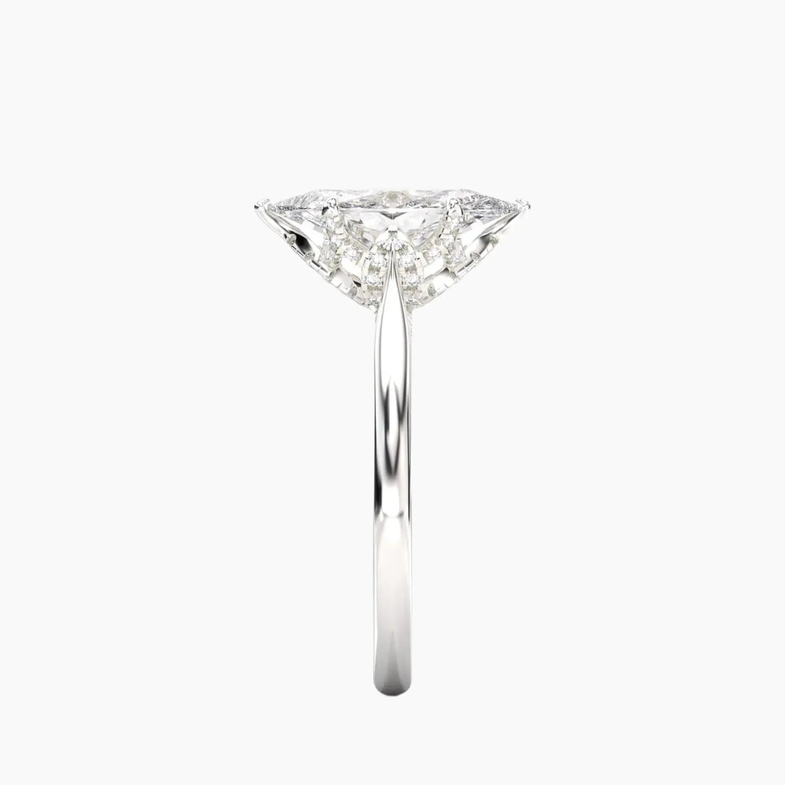 Rosette Marquise Hidden Halo 1.5 Carat Lab Grown Diamond Engagement Ring in 18K Rose Gold