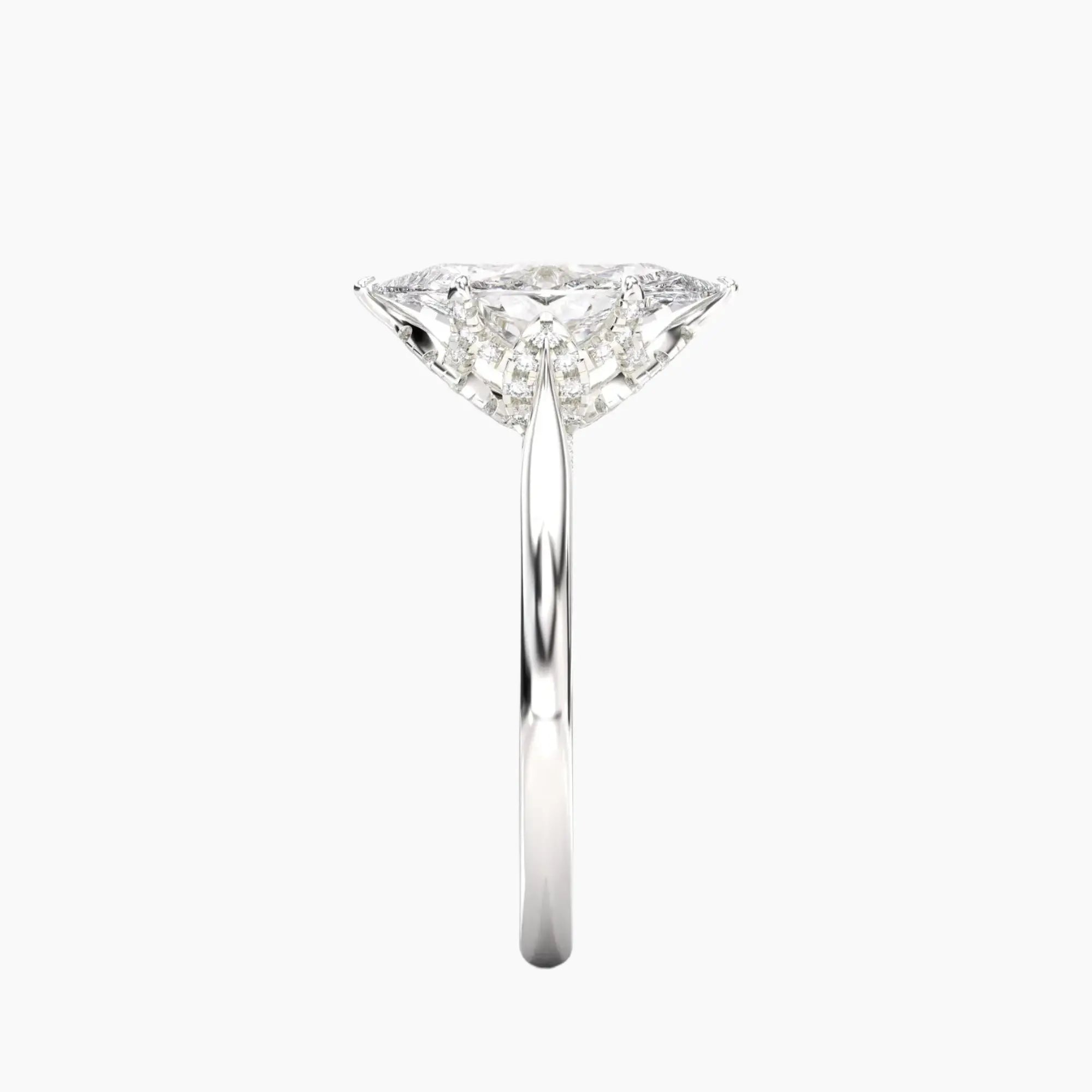 Rosette Marquise Hidden Halo 3 Carat Lab Grown Diamond Engagement Ring in 18K Rose Gold