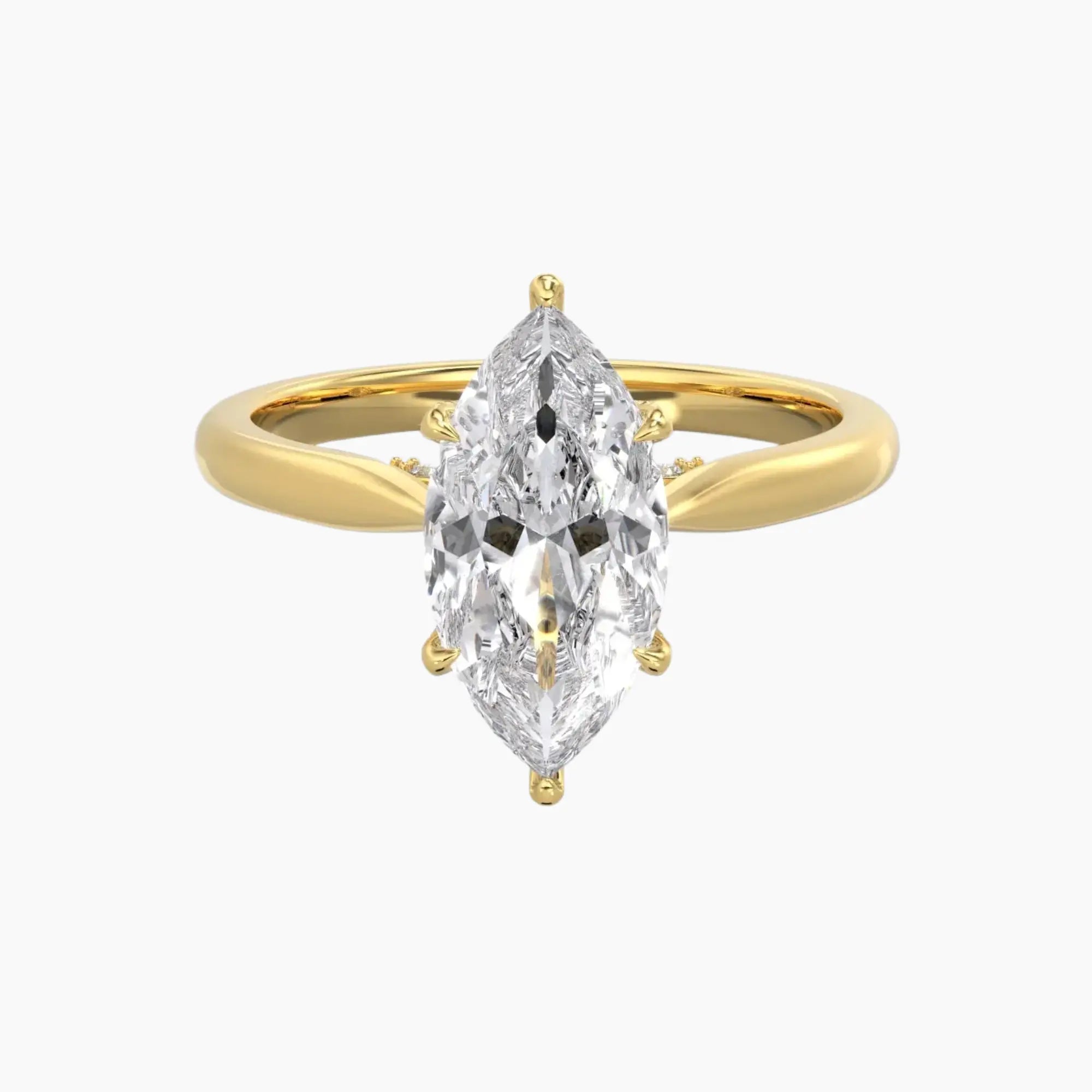 Rosette Marquise Hidden Halo 1.5 Carat Lab Grown Diamond Engagement Ring in 18K Rose Gold