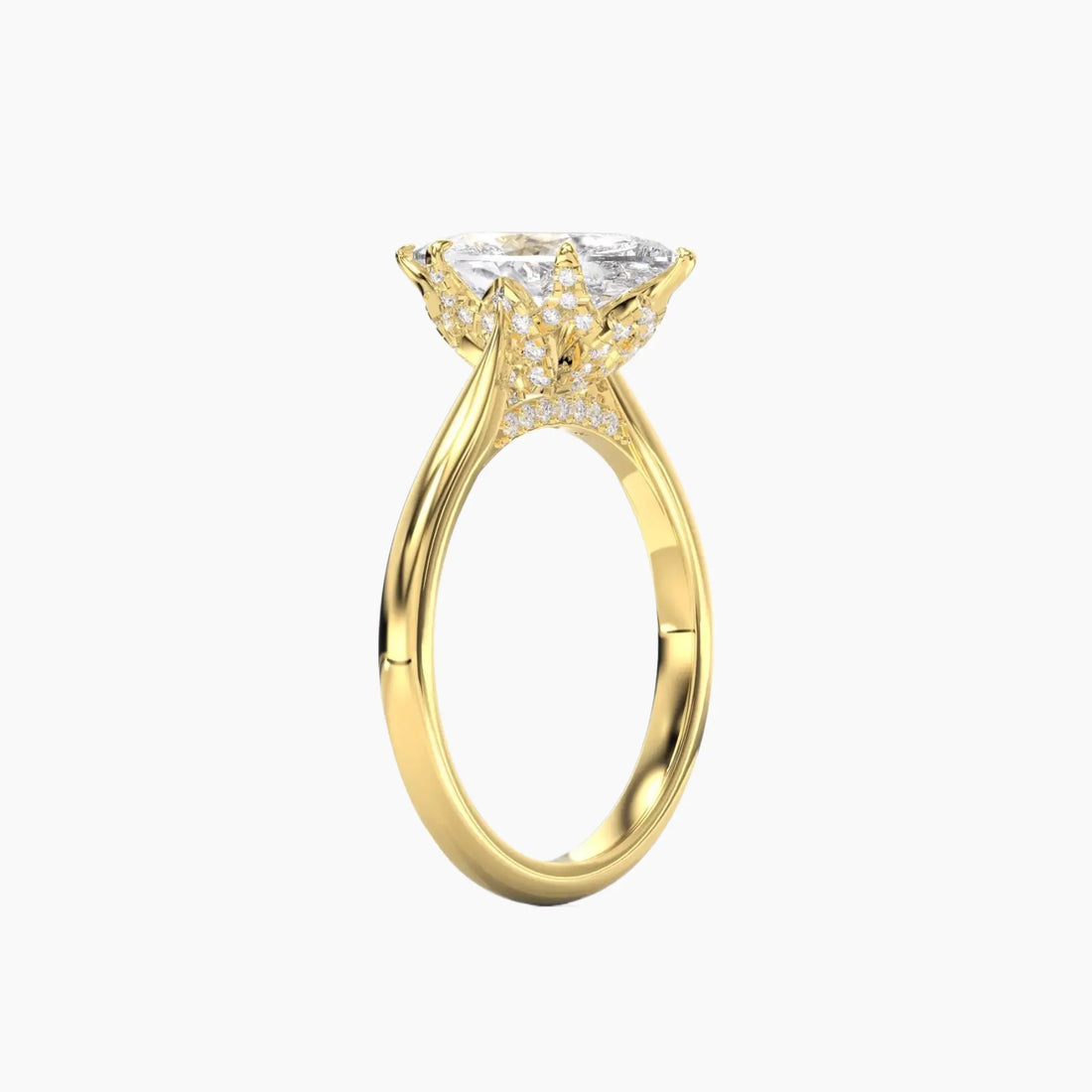 Rosette Marquise Hidden Halo 1 Carat Lab Grown Diamond Engagement Ring in 14K White Gold