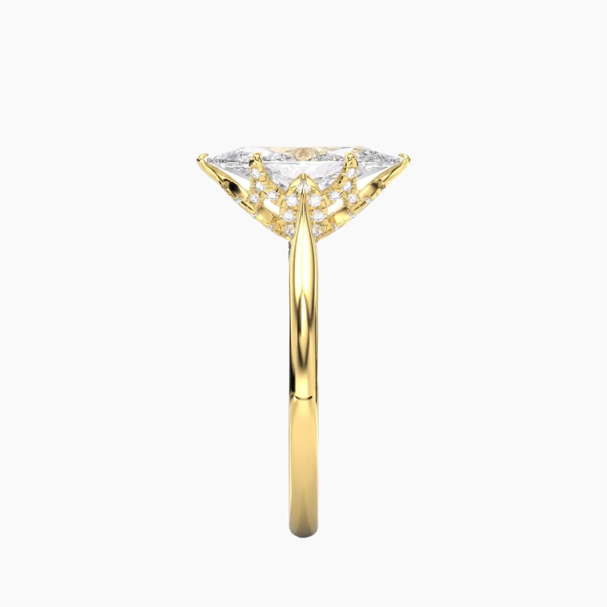 Rosette Marquise Hidden Halo 2 Carat Lab Grown Diamond Engagement Ring in 18K Rose Gold