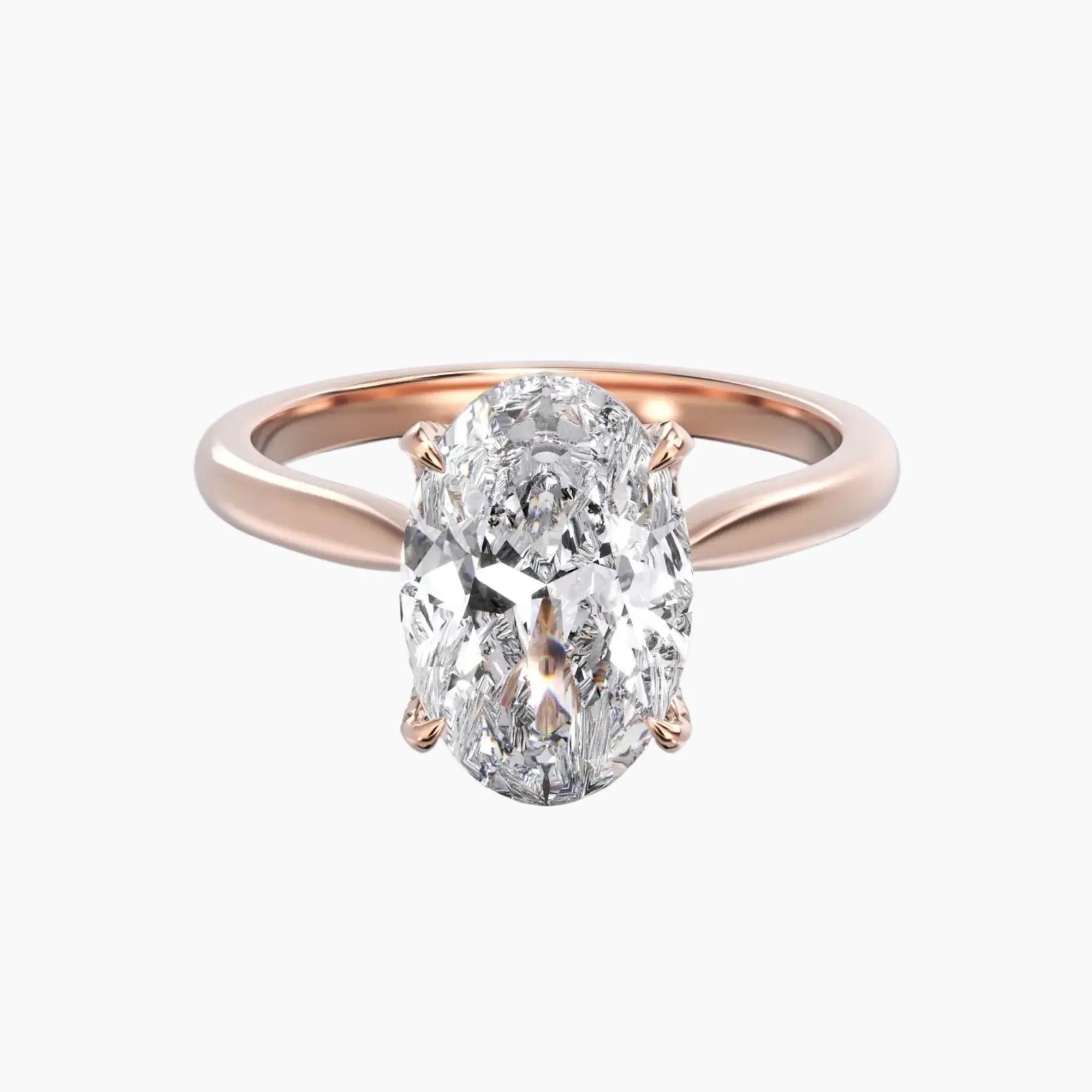 Rosette Oval Hidden Halo 2.5 Carat Lab Grown Diamond Engagement Ring in 14K Yellow Gold