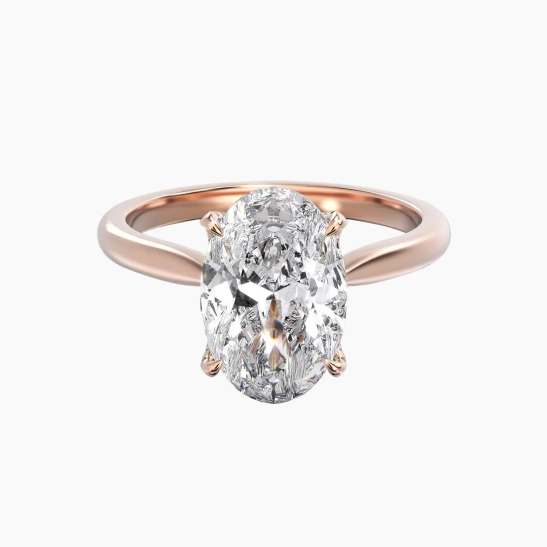 Rosette Oval Hidden Halo 2.5 Carat Lab Grown Diamond Engagement Ring in 14K Yellow Gold
