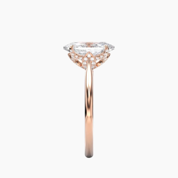 Rosette Oval Hidden Halo 2 Carat Lab Grown Diamond Engagement Ring in 14K White Gold