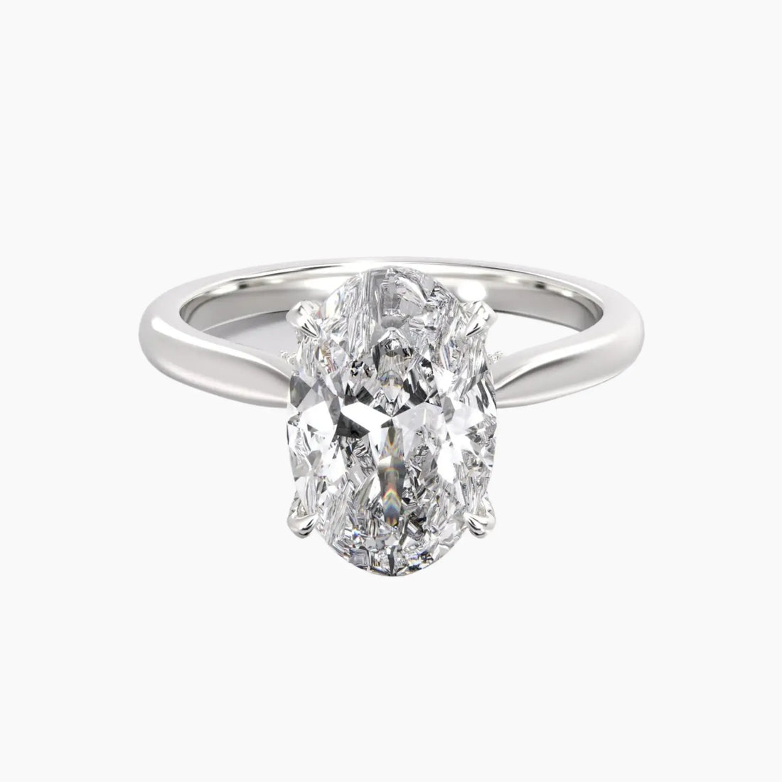 Rosette Oval Hidden Halo 2.5 Carat Lab Grown Diamond Engagement Ring in 18K Rose Gold
