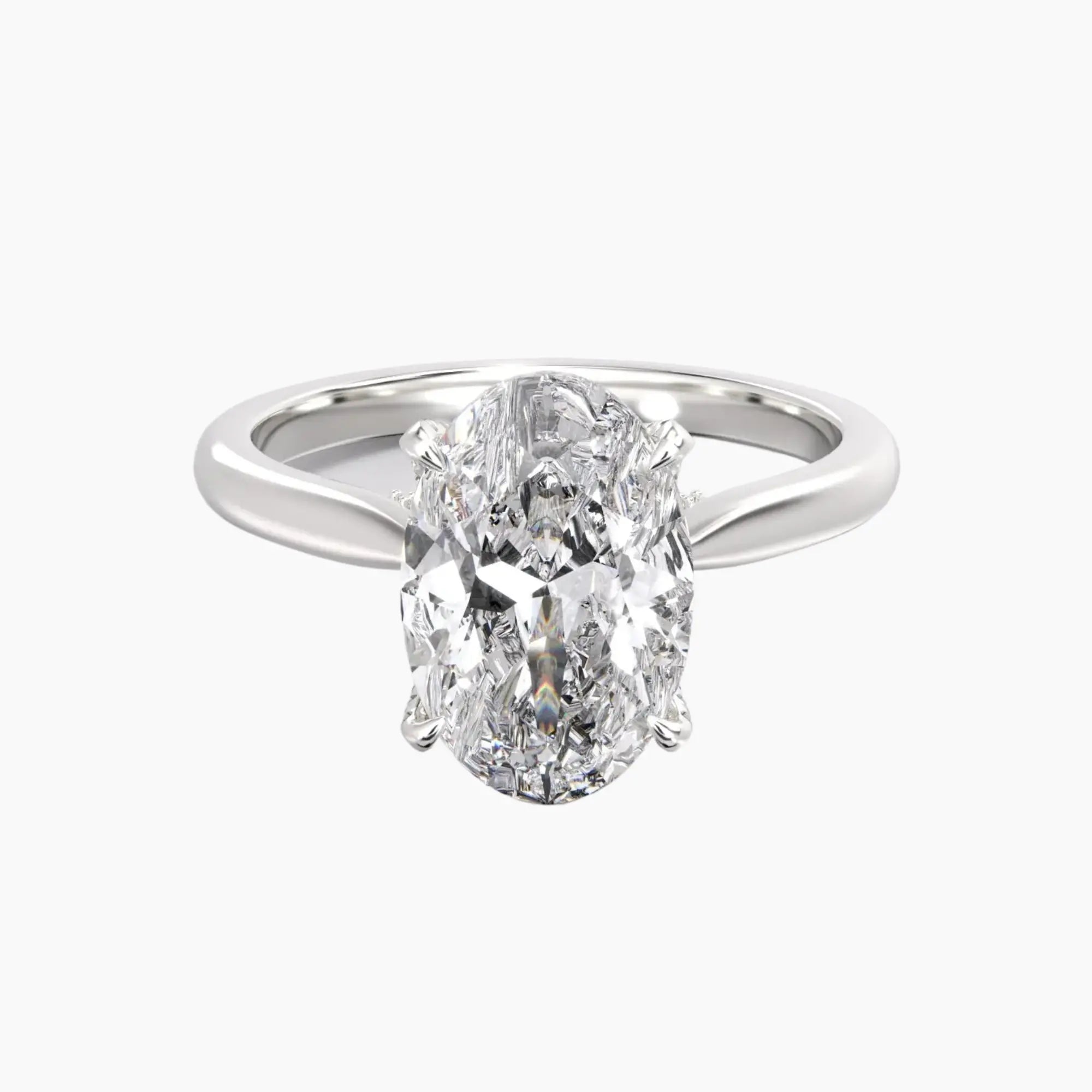 Rosette Oval Hidden Halo Diamond Ring Setting in 14K Rose Gold