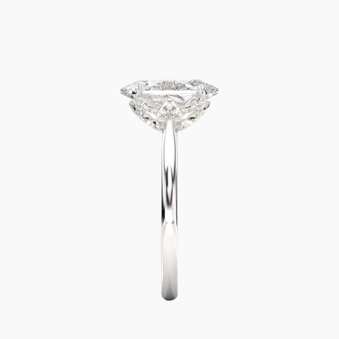 Rosette Oval Hidden Halo Diamond Ring Setting in 18K Rose Gold
