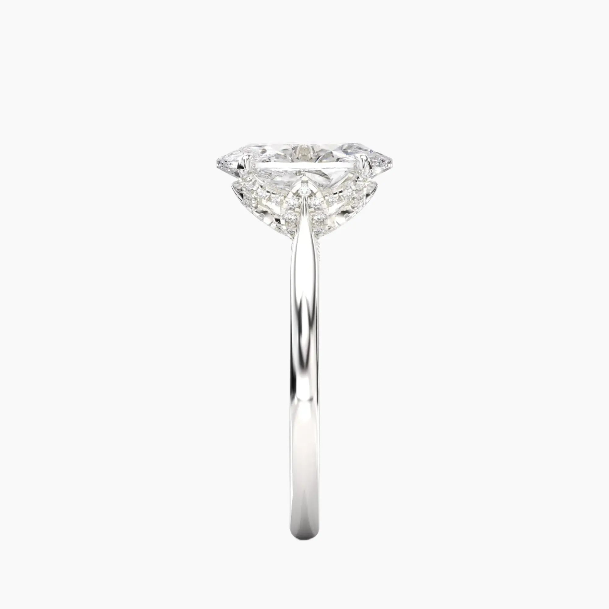 Rosette Oval Hidden Halo 3 Carat Lab Grown Diamond Engagement Ring in 18K Rose Gold
