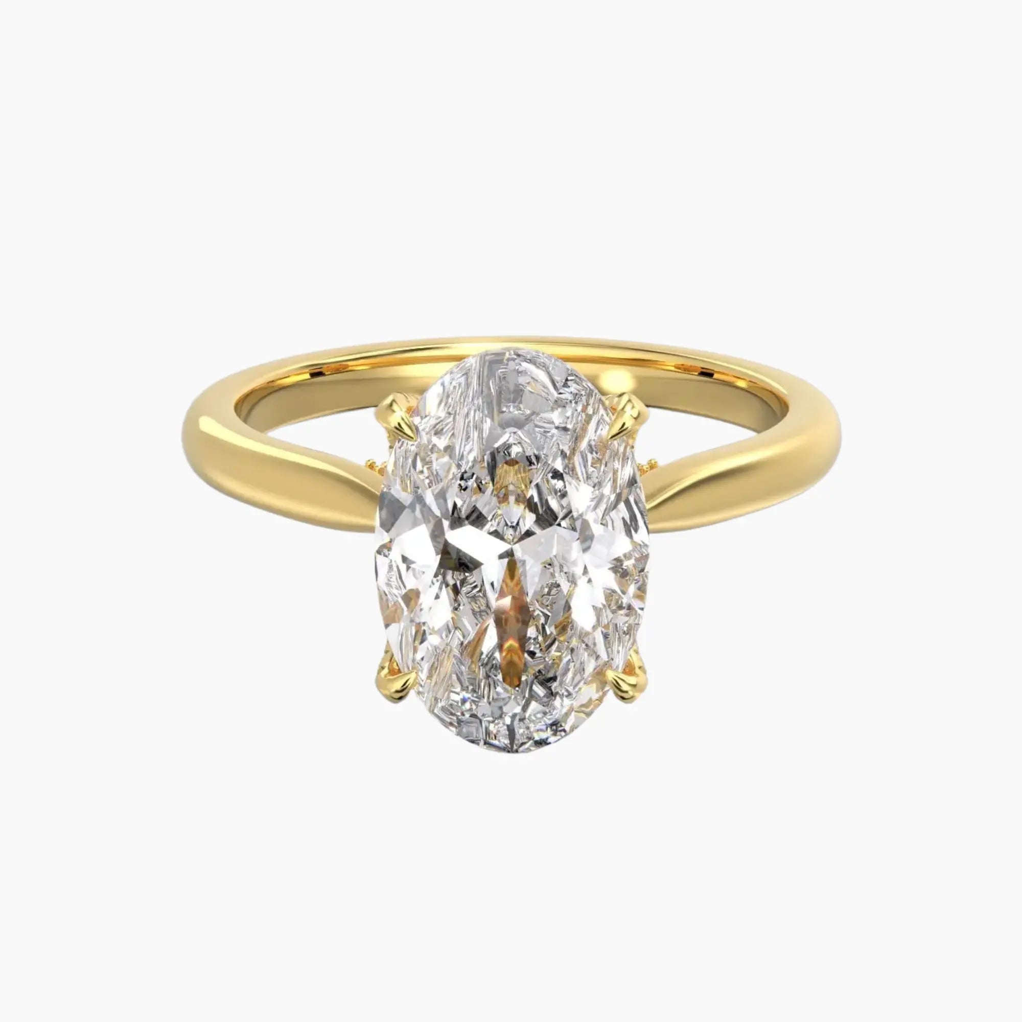 Rosette Oval Hidden Halo 1 Carat Lab Grown Diamond Engagement Ring in 14K White Gold