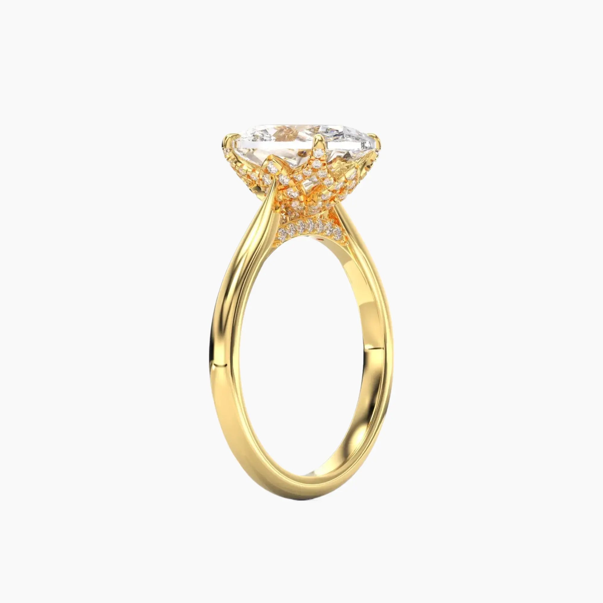 Rosette Oval Hidden Halo 1 Carat Lab Grown Diamond Engagement Ring in 14K White Gold