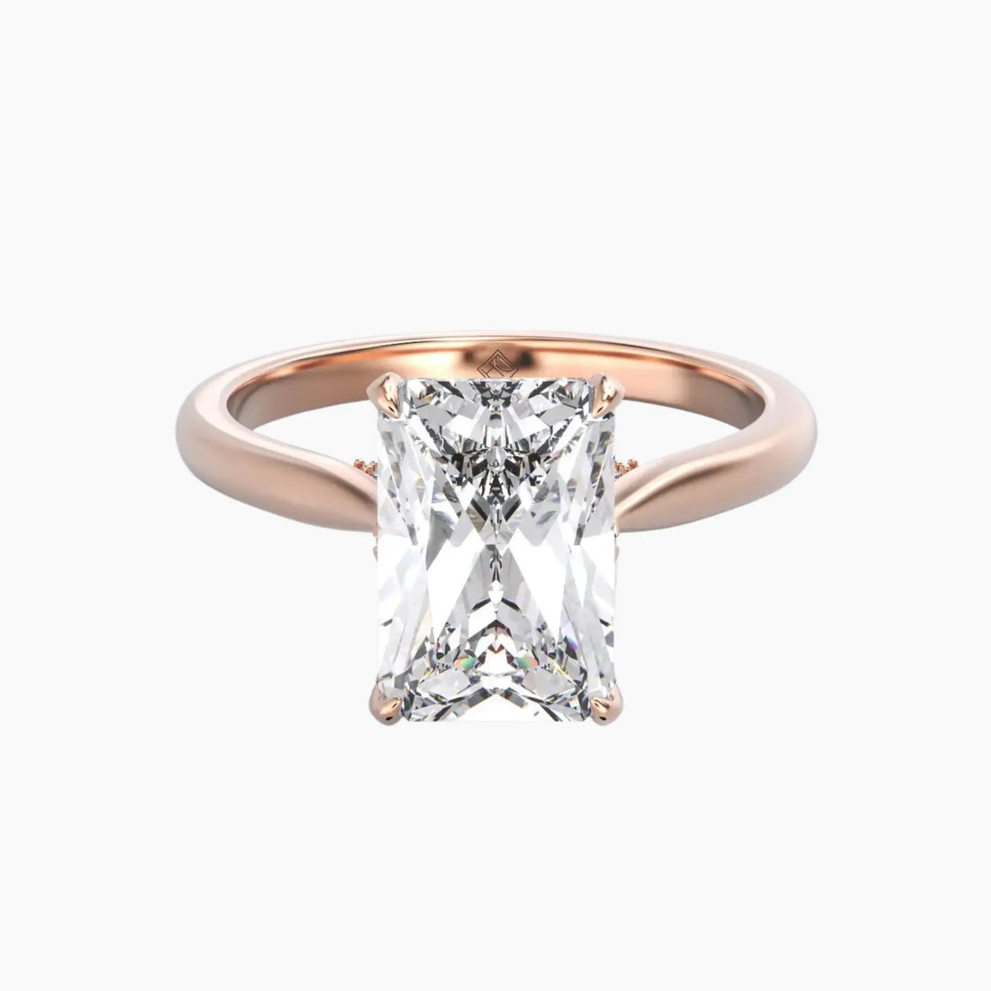 Rosette Radiant Hidden Halo 2.5 Carat Lab Grown Diamond Engagement Ring in 18K White Gold
