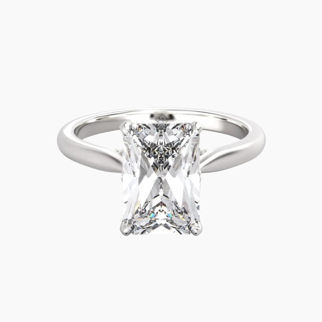 Rosette Radiant Hidden Halo 1.5 Carat Lab Grown Diamond Engagement Ring in 14K White Gold