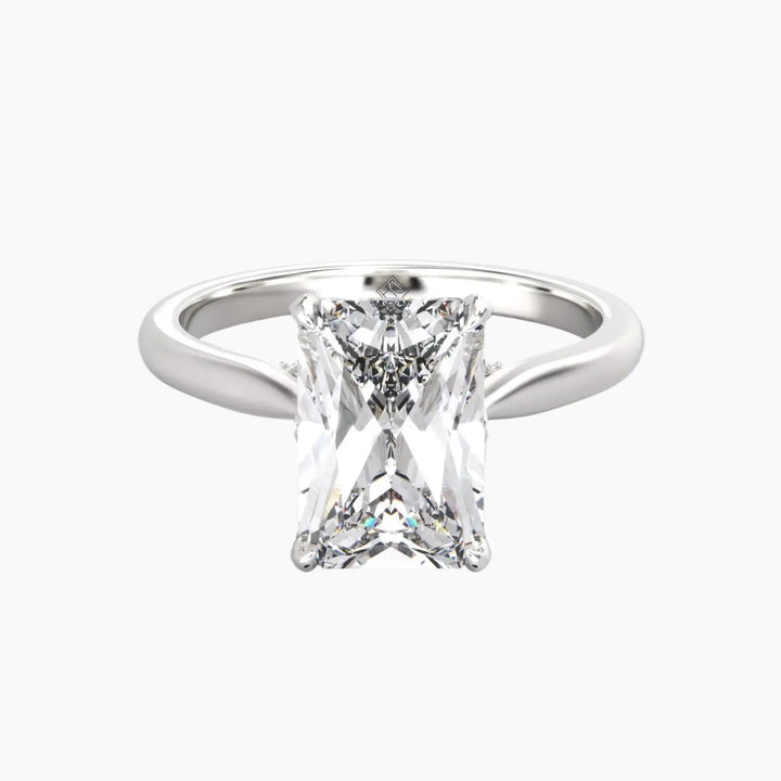 Rosette Radiant Hidden Halo 2 Carat Lab Grown Diamond Engagement Ring in 14K White Gold