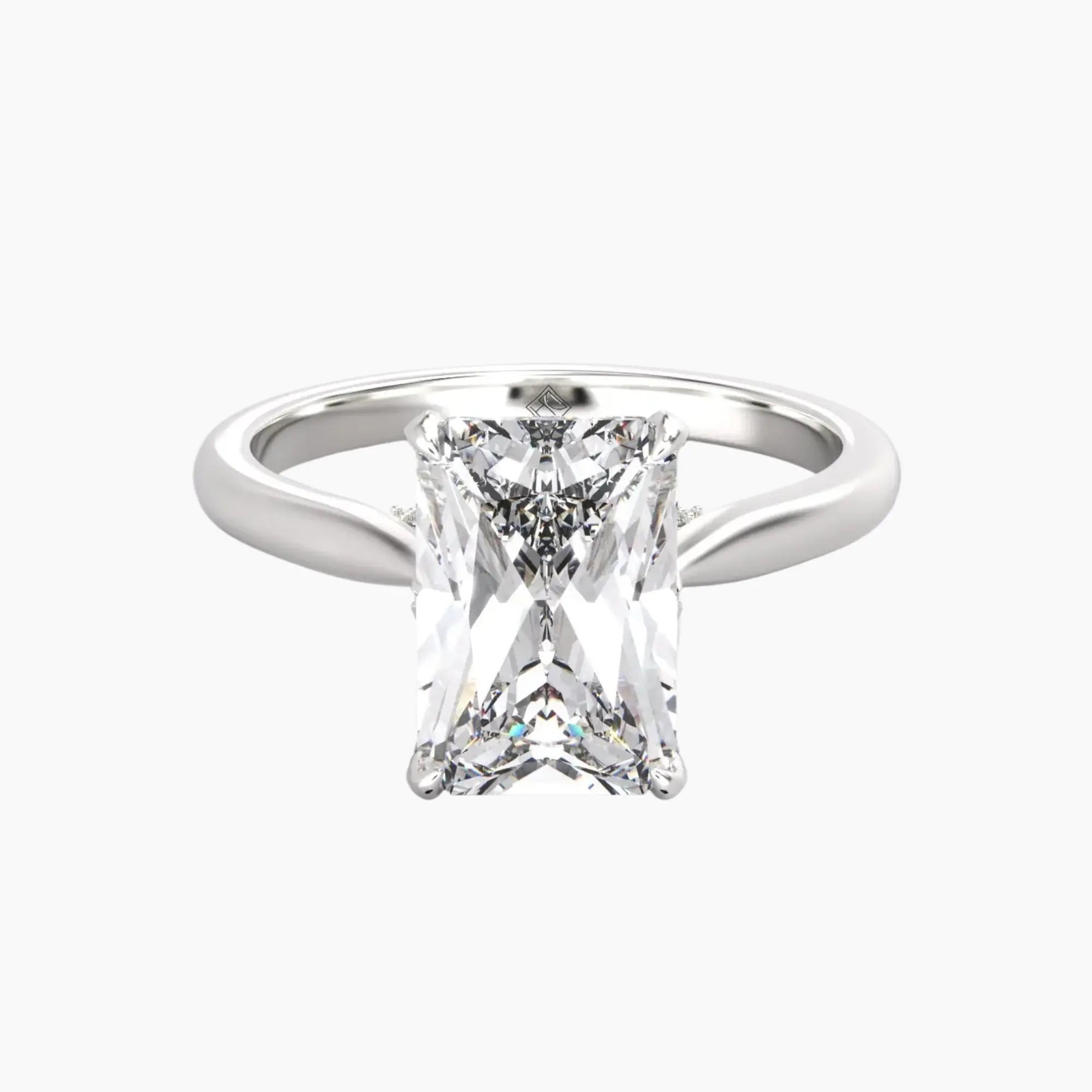 Rosette Radiant Hidden Halo 2 Carat Lab Grown Diamond Engagement Ring in 18K Yellow Gold