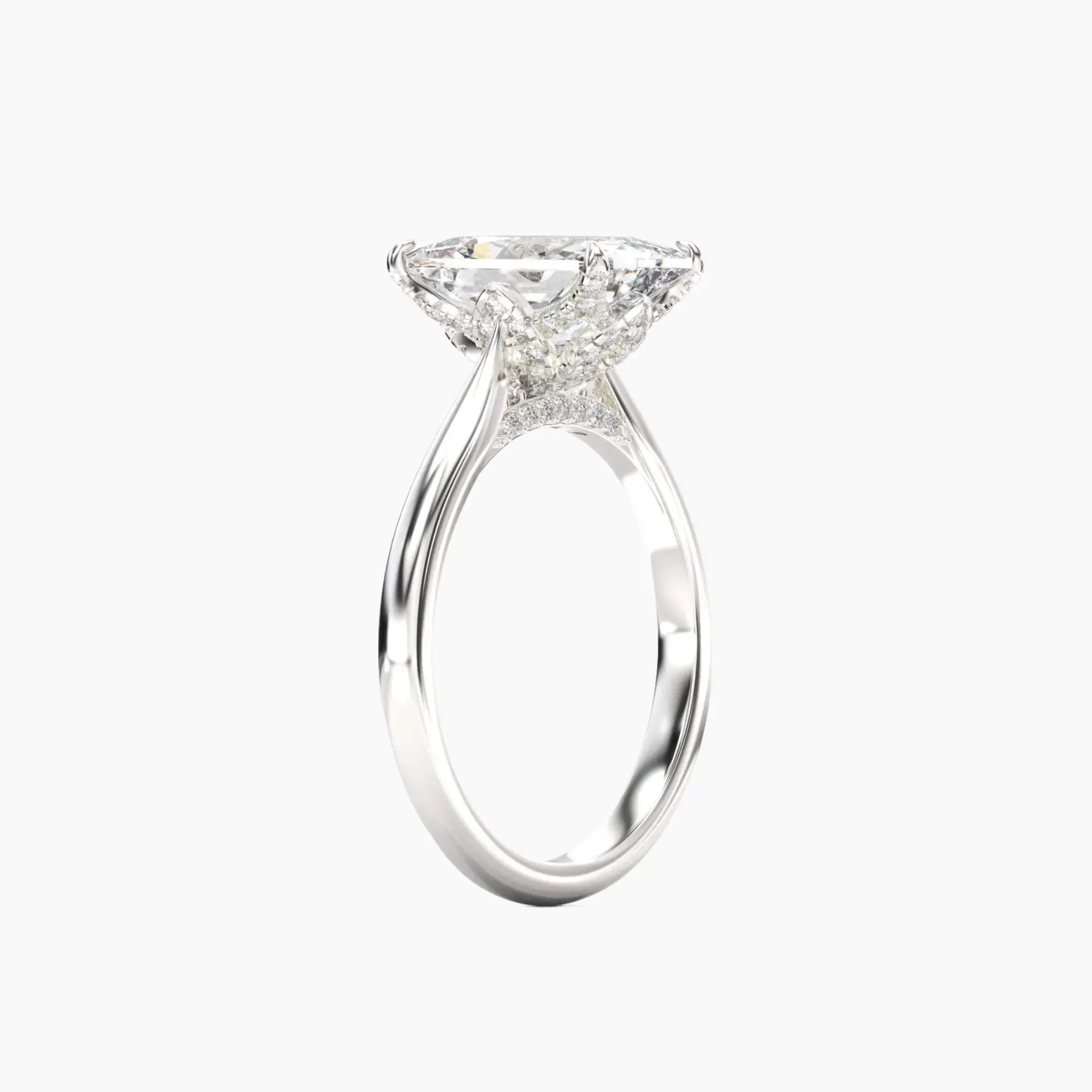 Rosette Radiant Hidden Halo 2 Carat Lab Grown Diamond Engagement Ring in 14K Rose Gold
