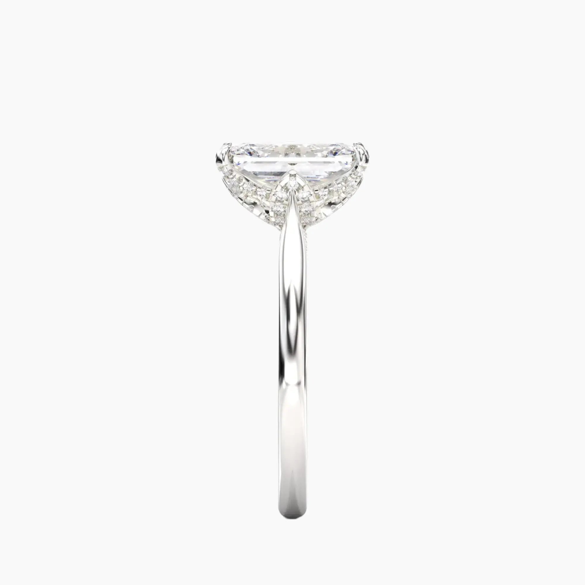 Rosette Radiant Hidden Halo 1.5 Carat Lab Grown Diamond Engagement Ring in 14K Yellow Gold